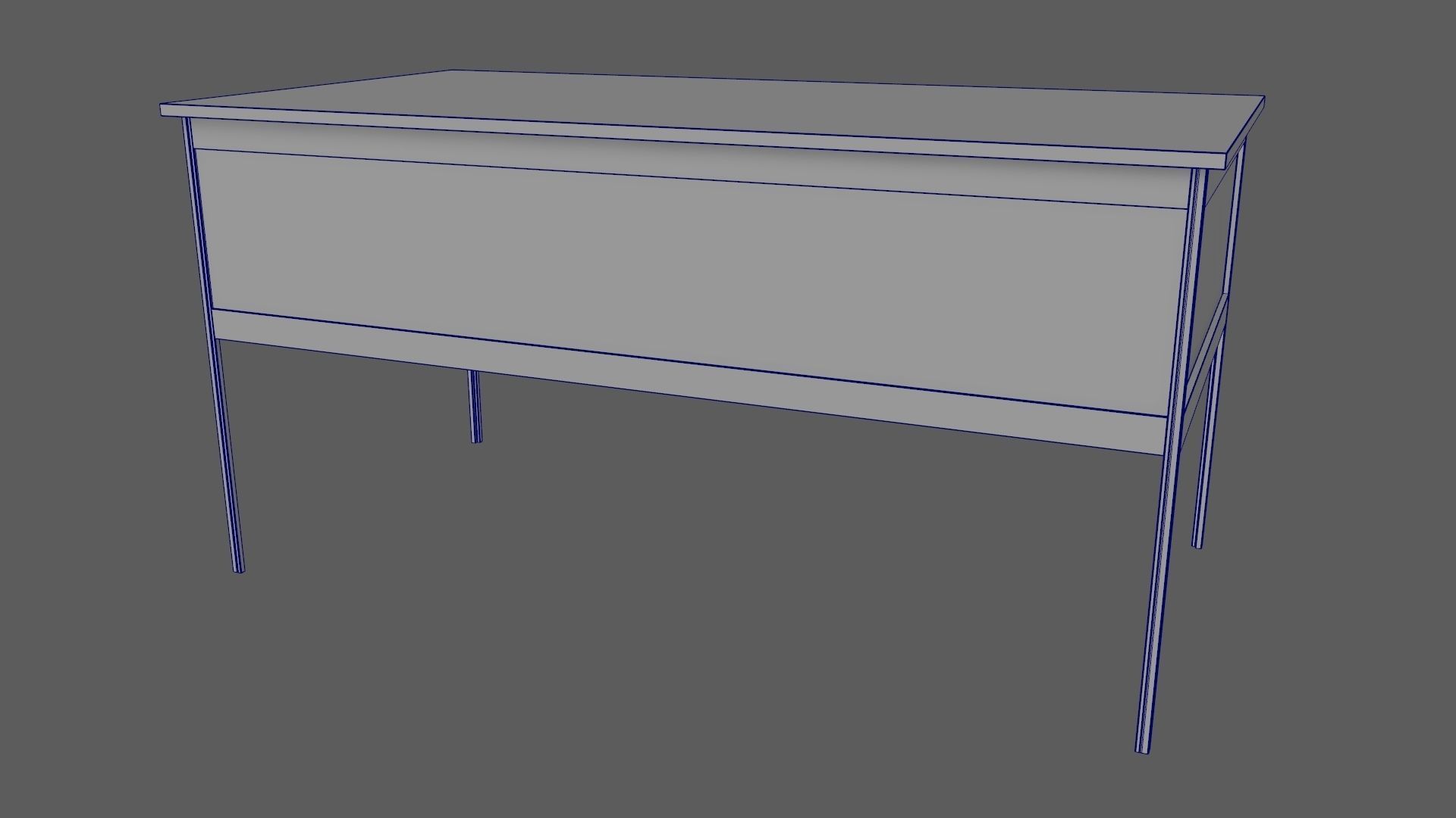 Teak Desk Low-poly 3D model_28