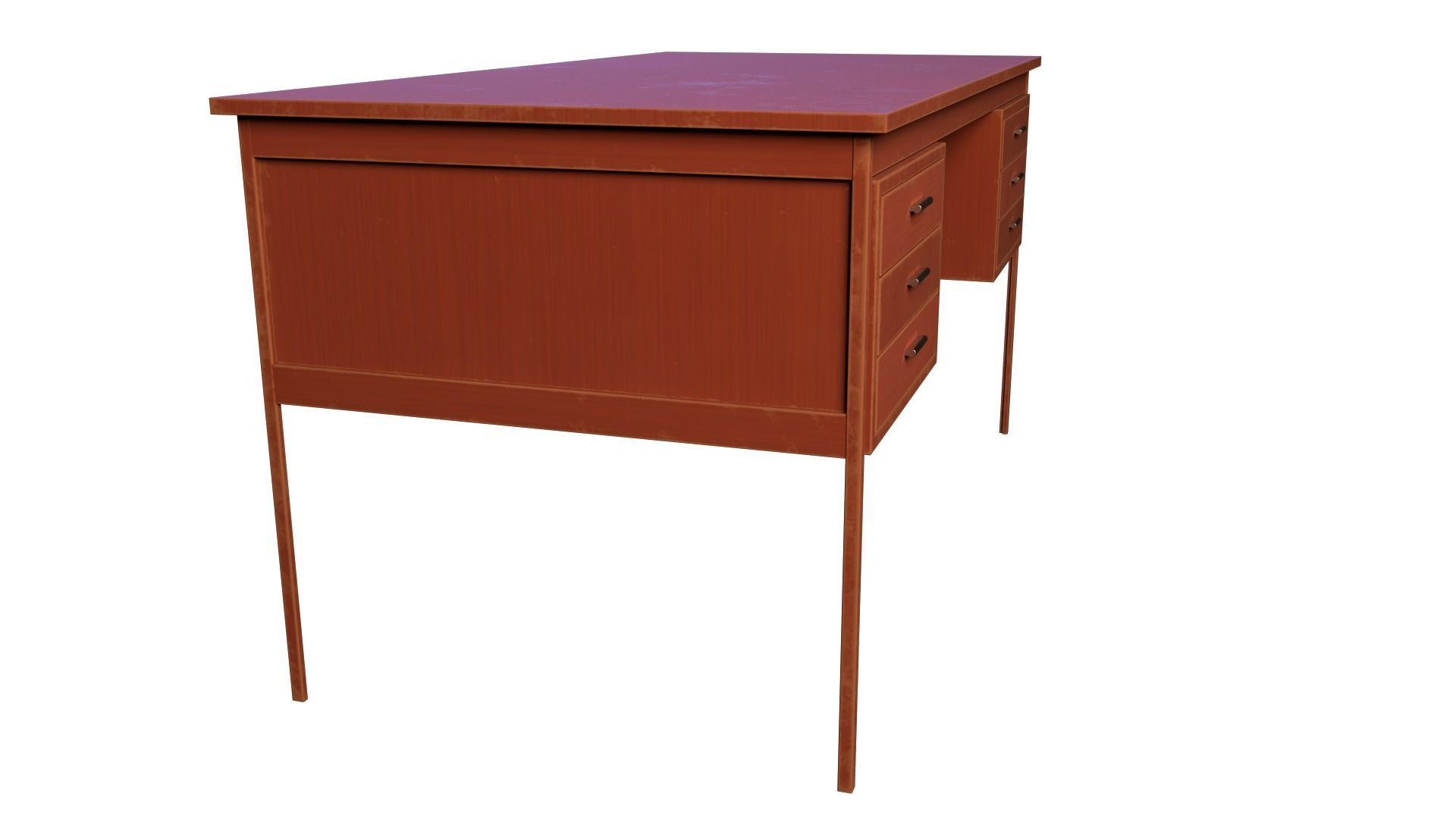 Teak Desk Low-poly 3D model_3