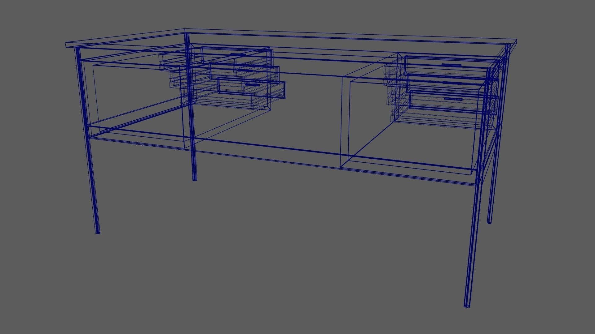 Teak Desk Low-poly 3D model_30