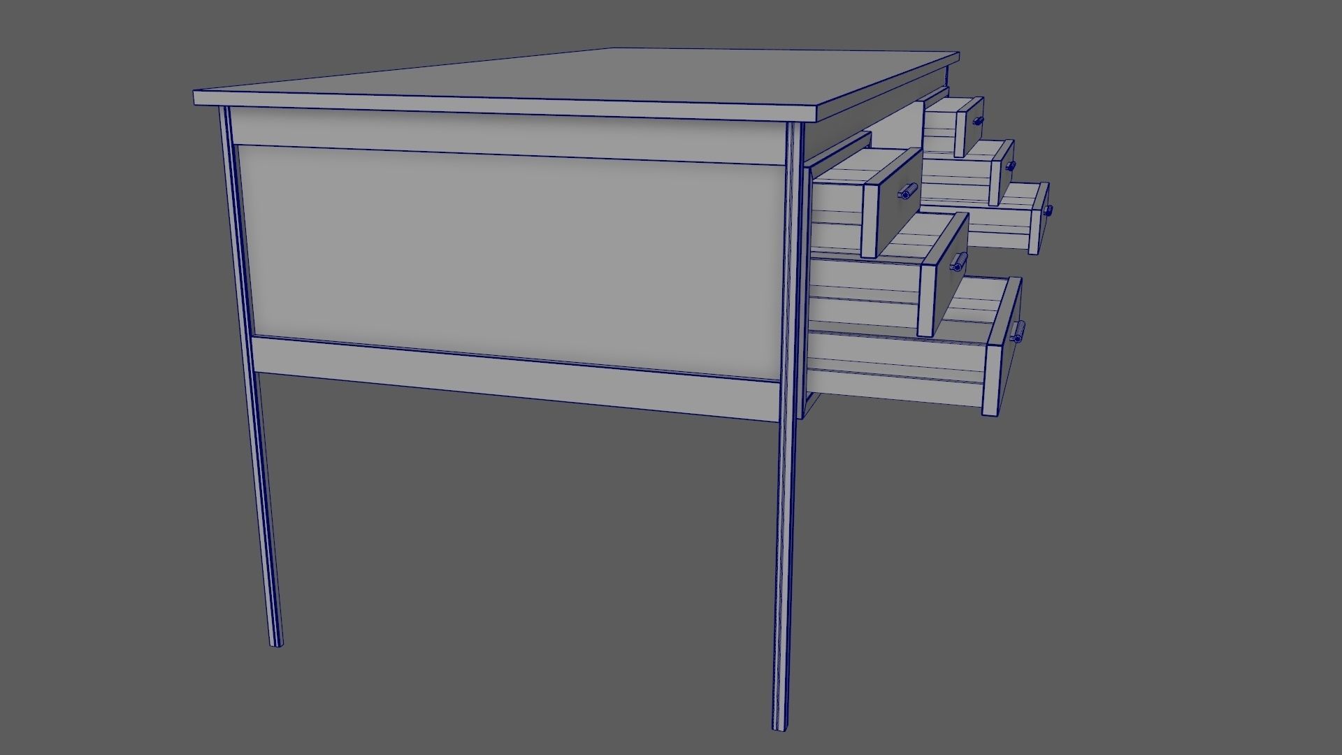 Teak Desk Low-poly 3D model_22