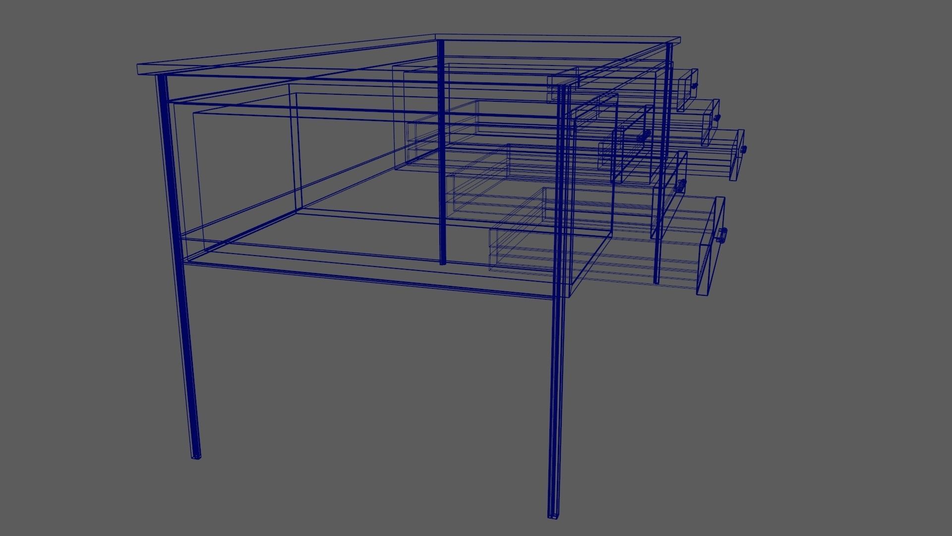 Teak Desk Low-poly 3D model_24