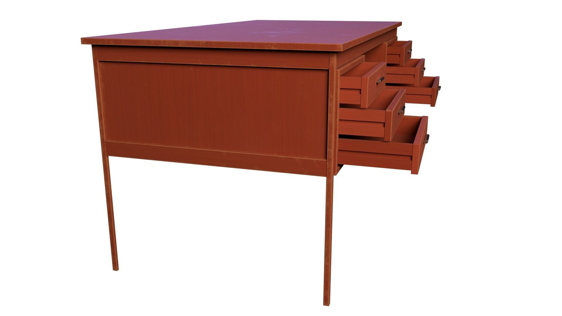 Teak Desk Low-poly 3D model_5