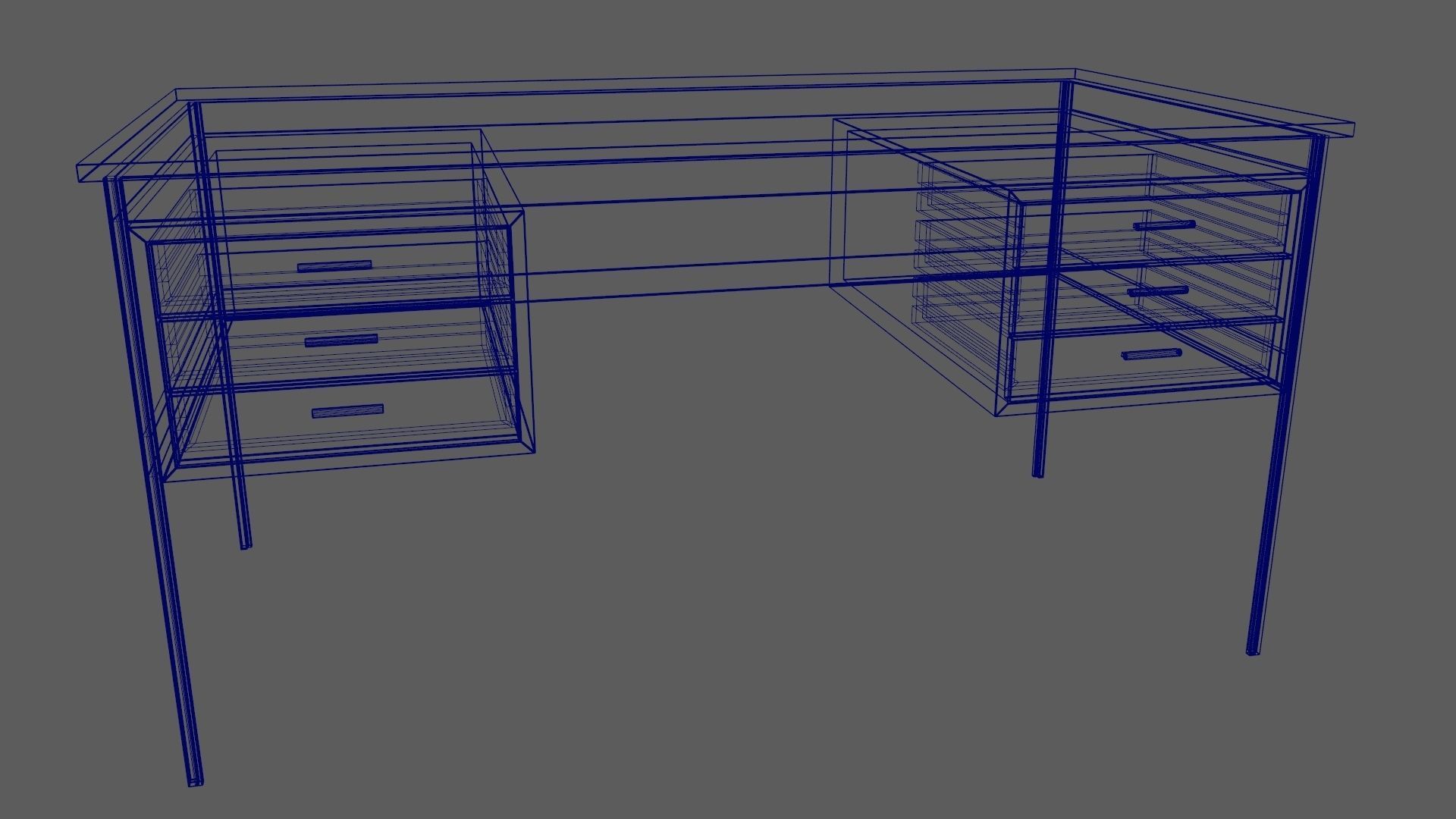 Teak Desk Low-poly 3D model_17