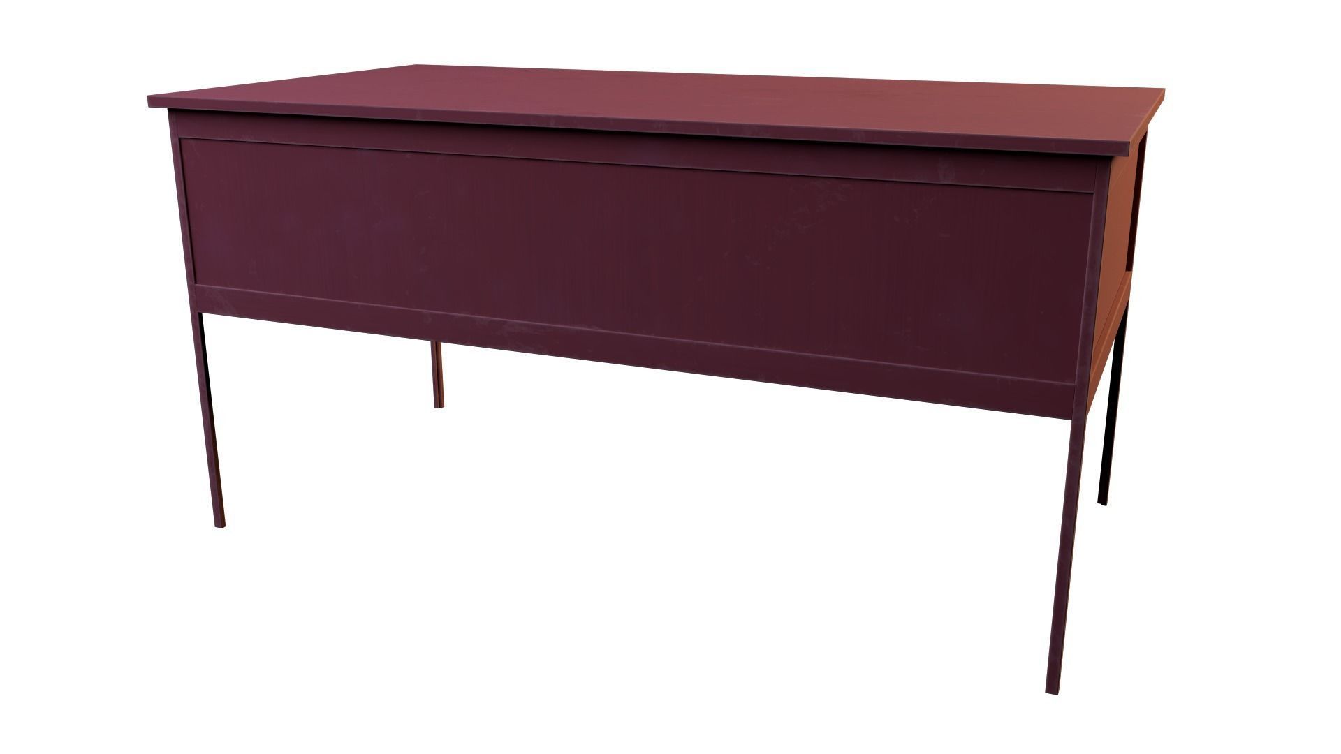 Teak Desk Low-poly 3D model_4