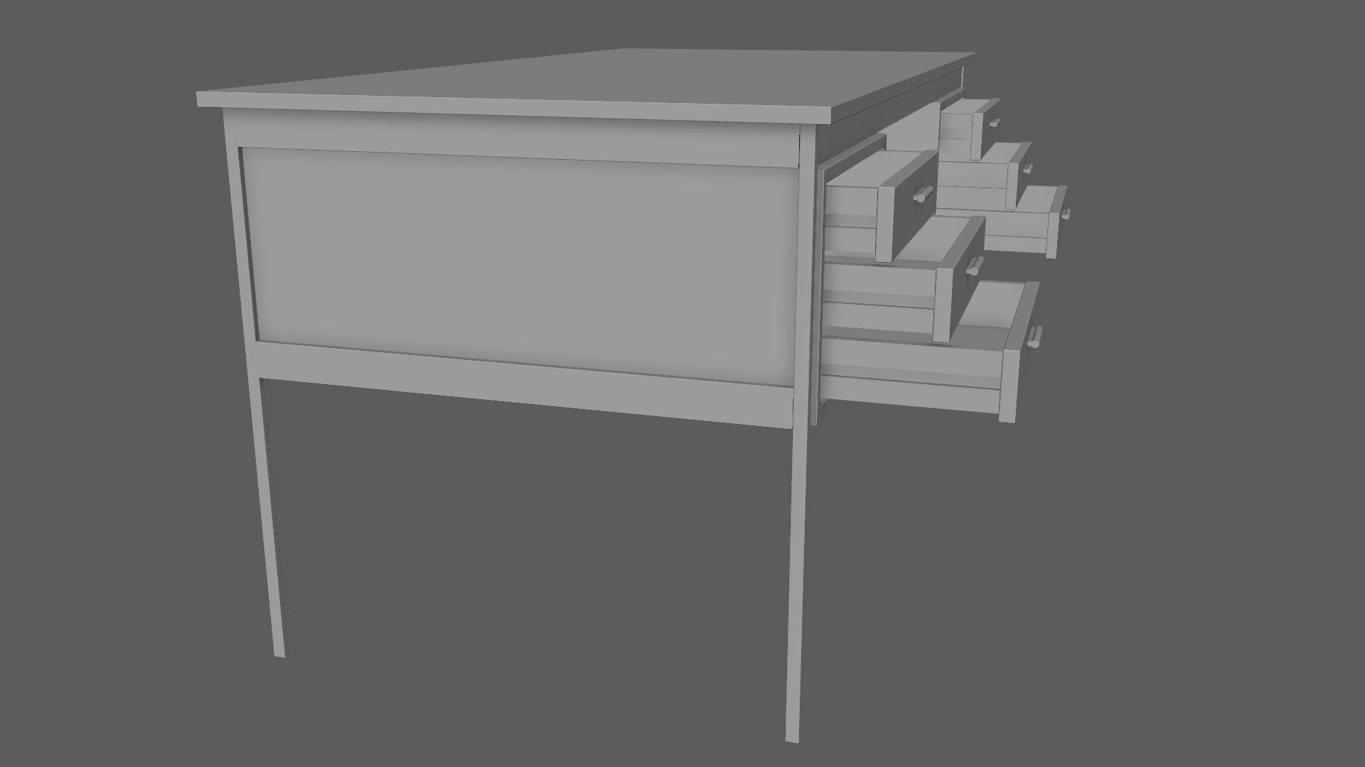 Teak Desk Low-poly 3D model_20