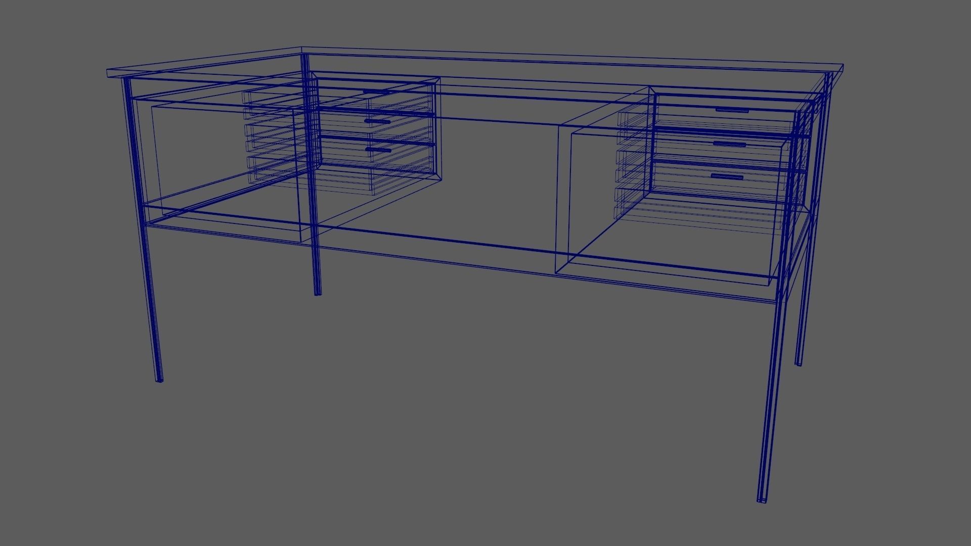 Teak Desk Low-poly 3D model_29