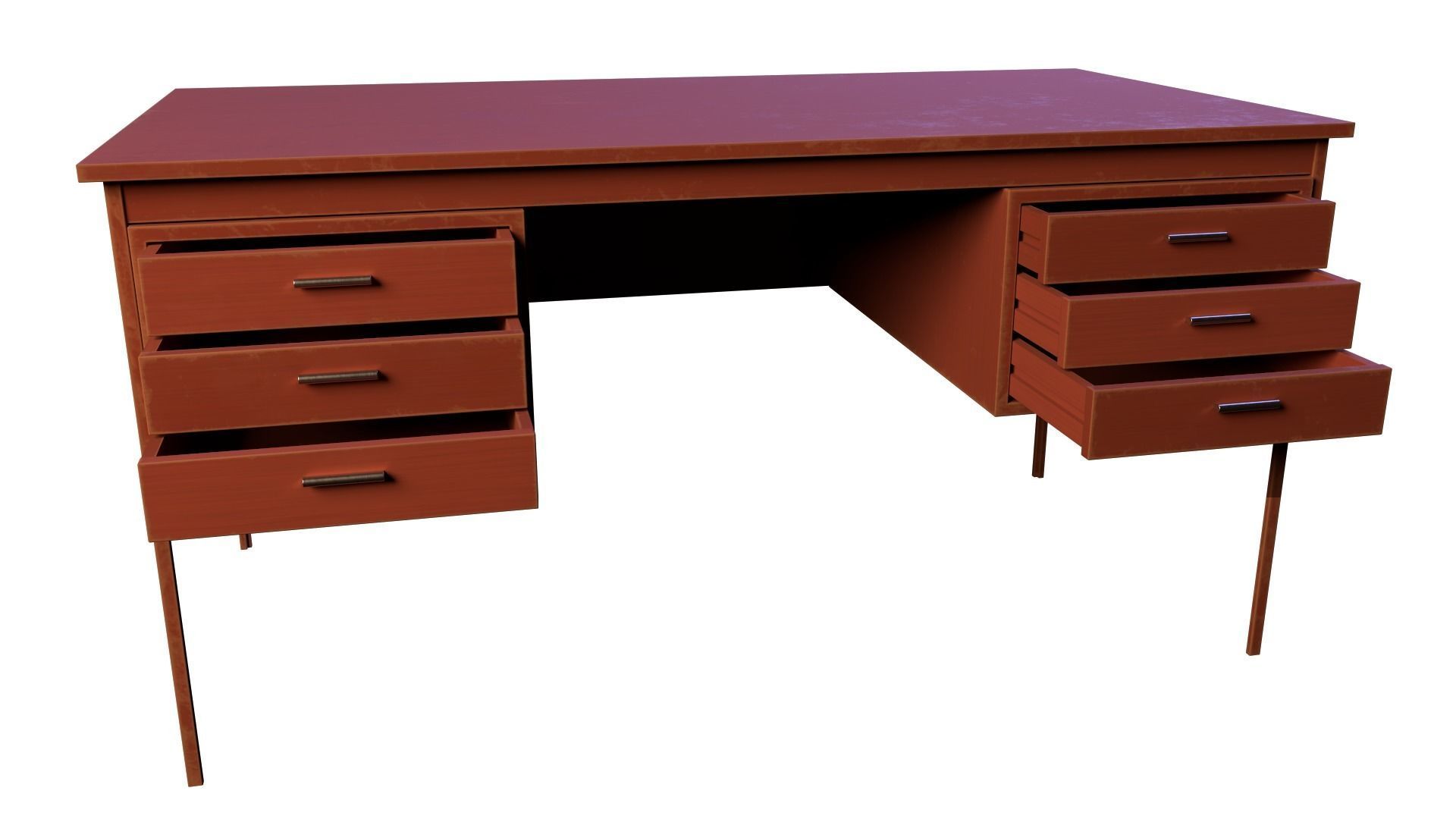 Teak Desk Low-poly 3D model_2