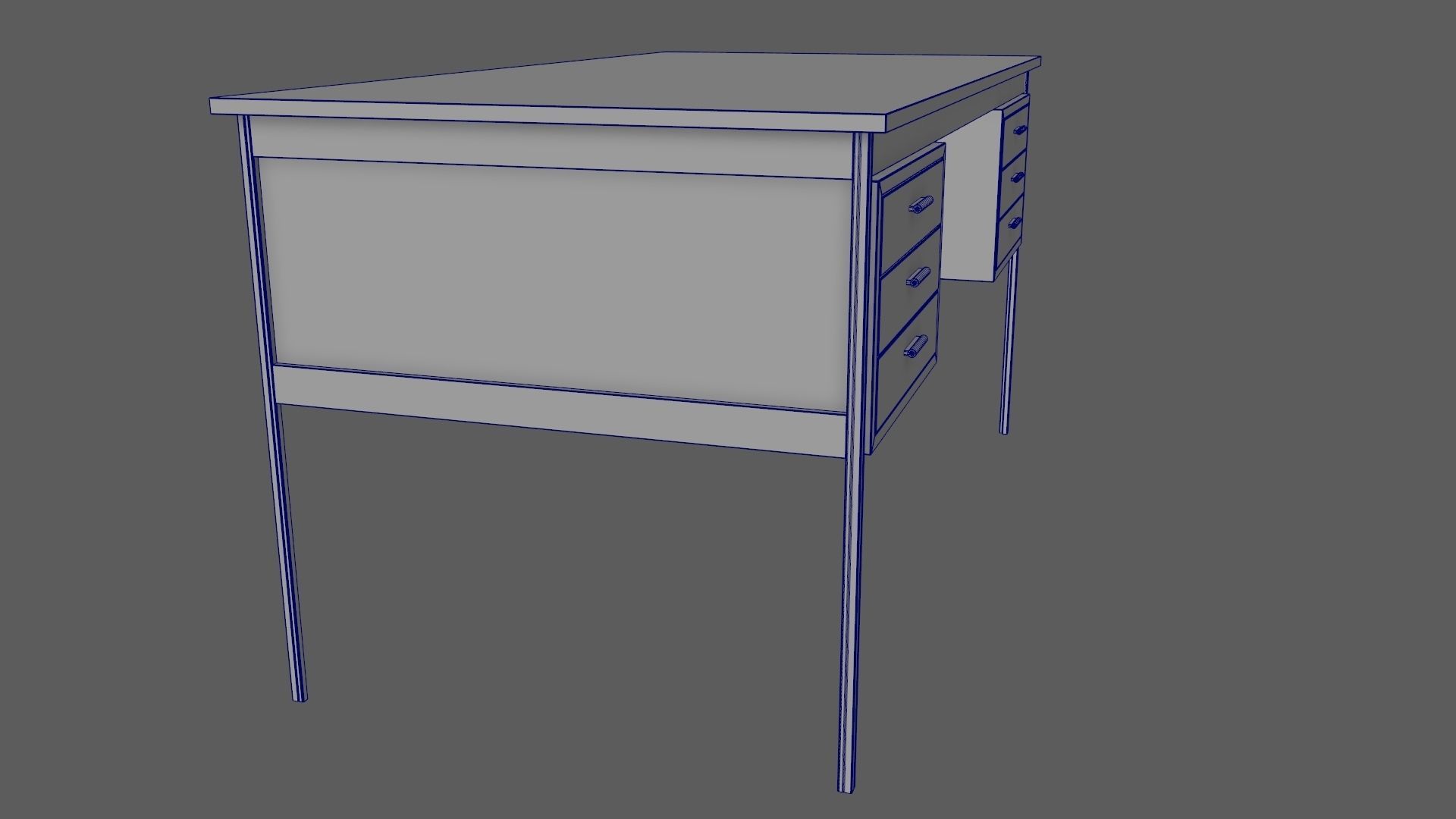 Teak Desk Low-poly 3D model_21