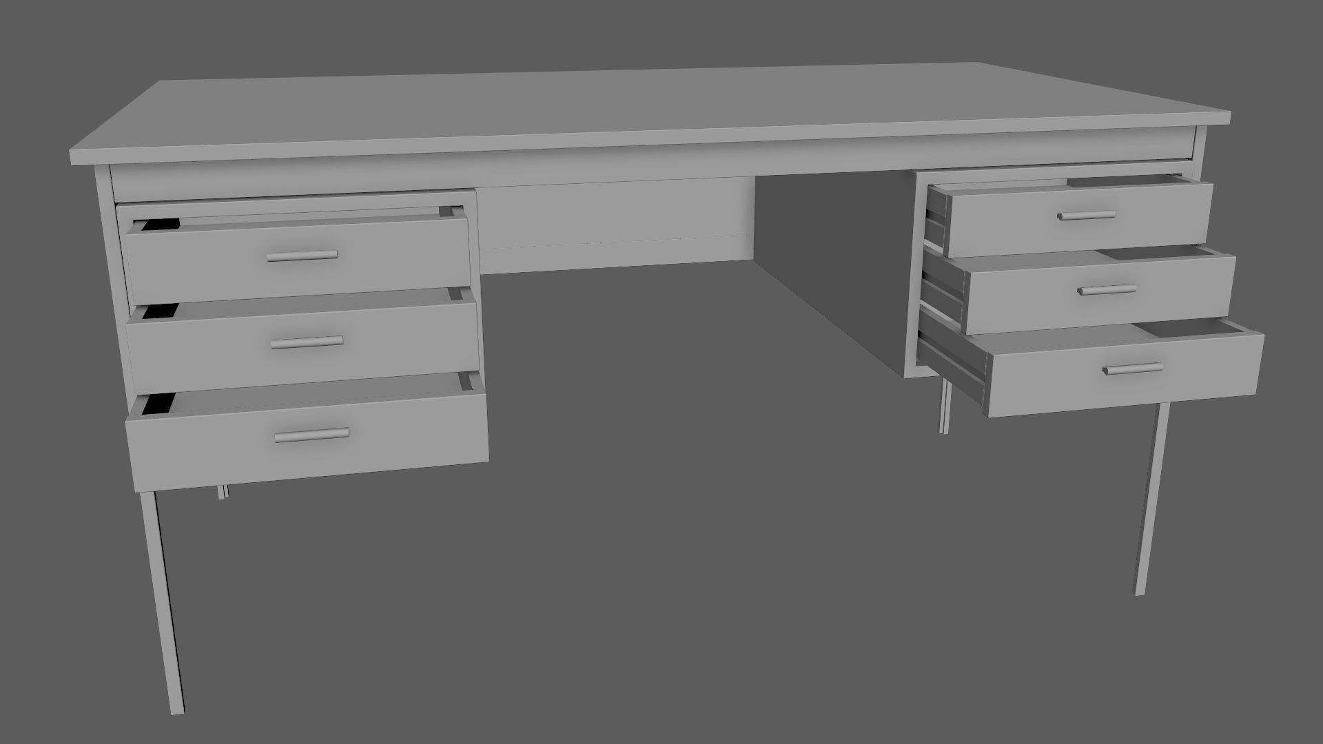 Teak Desk Low-poly 3D model_9