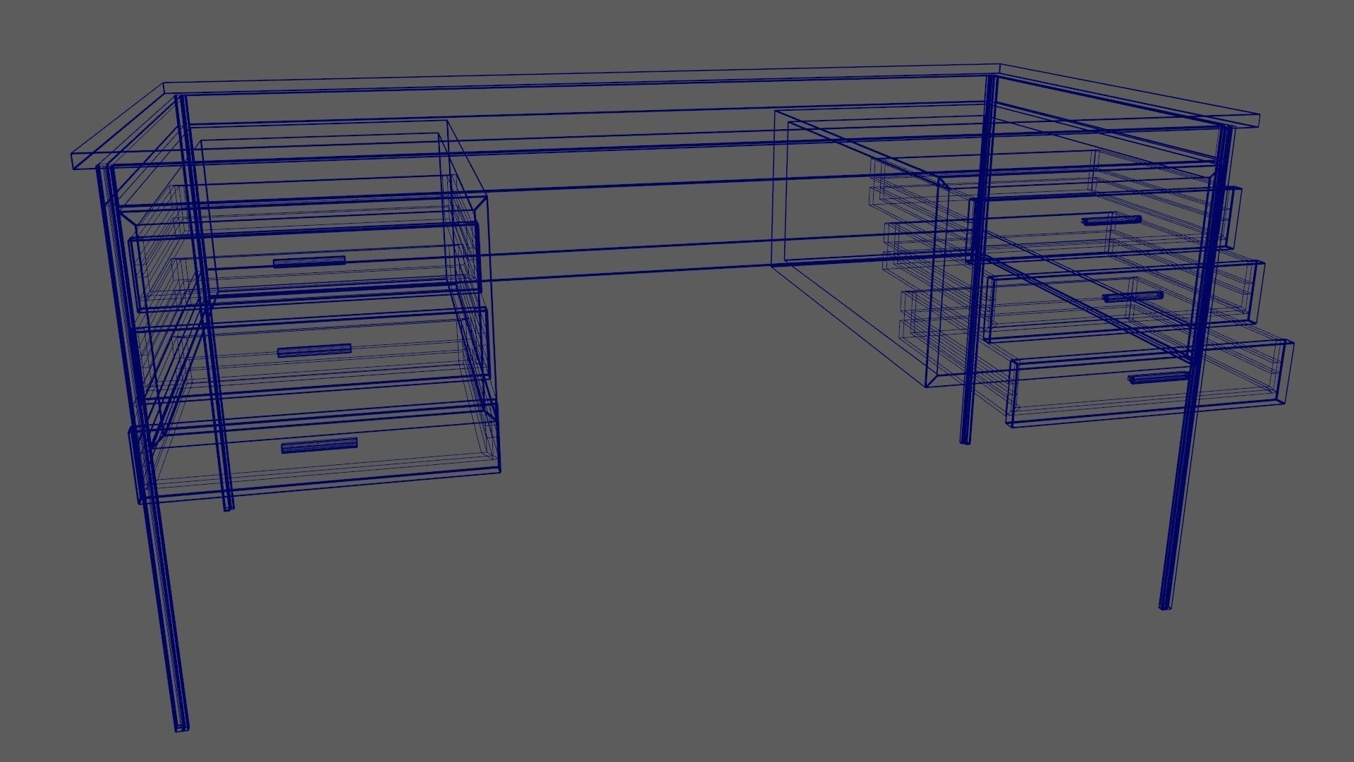 Teak Desk Low-poly 3D model_18