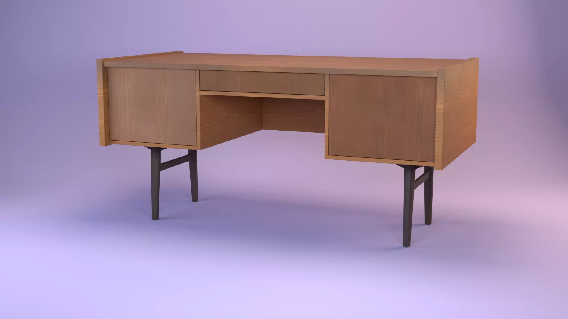 Mid-Century Teak Desk from Bartels 1960s Low-poly 3D model