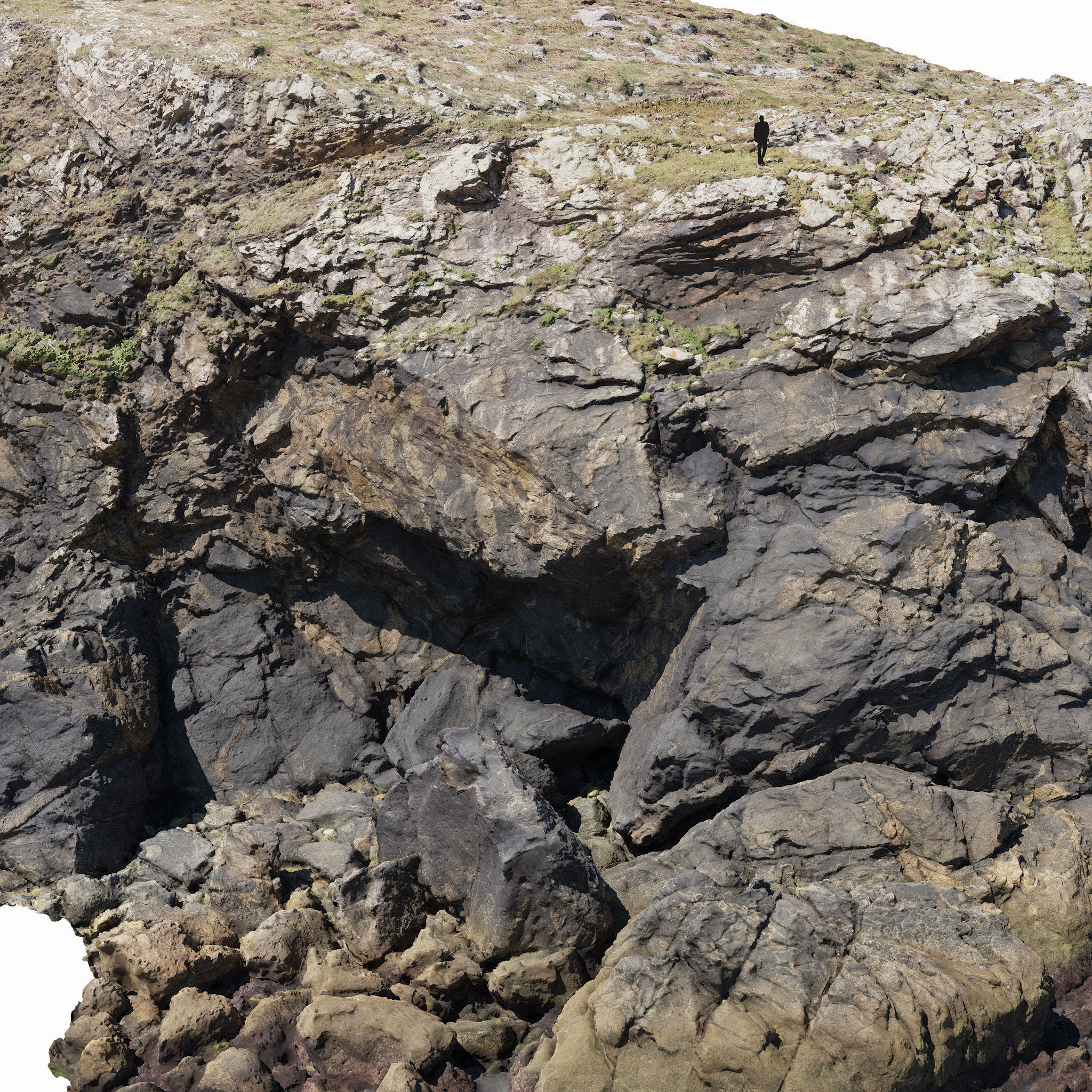 Large Coast Line Cliff PBR Scan 04 Low-poly 3D model_9