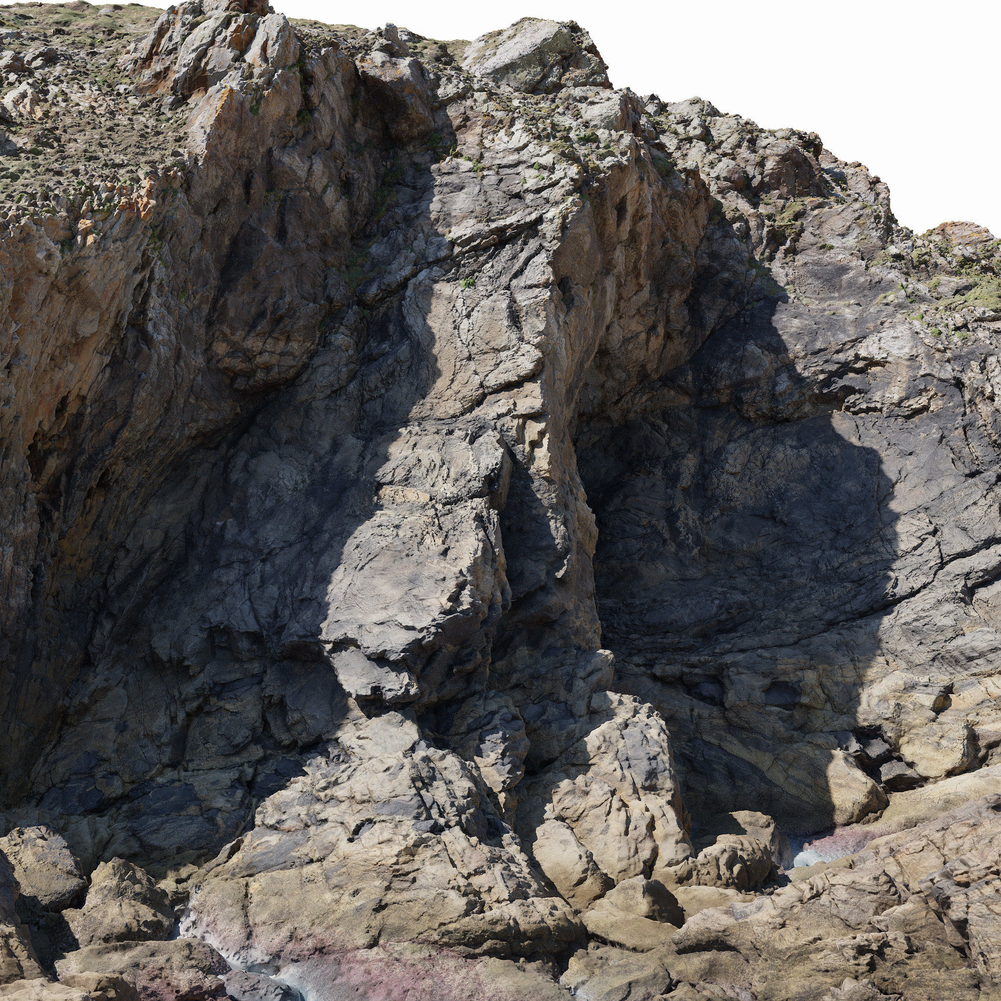 Large Coast Line Cliff PBR Scan 04 Low-poly 3D model_11
