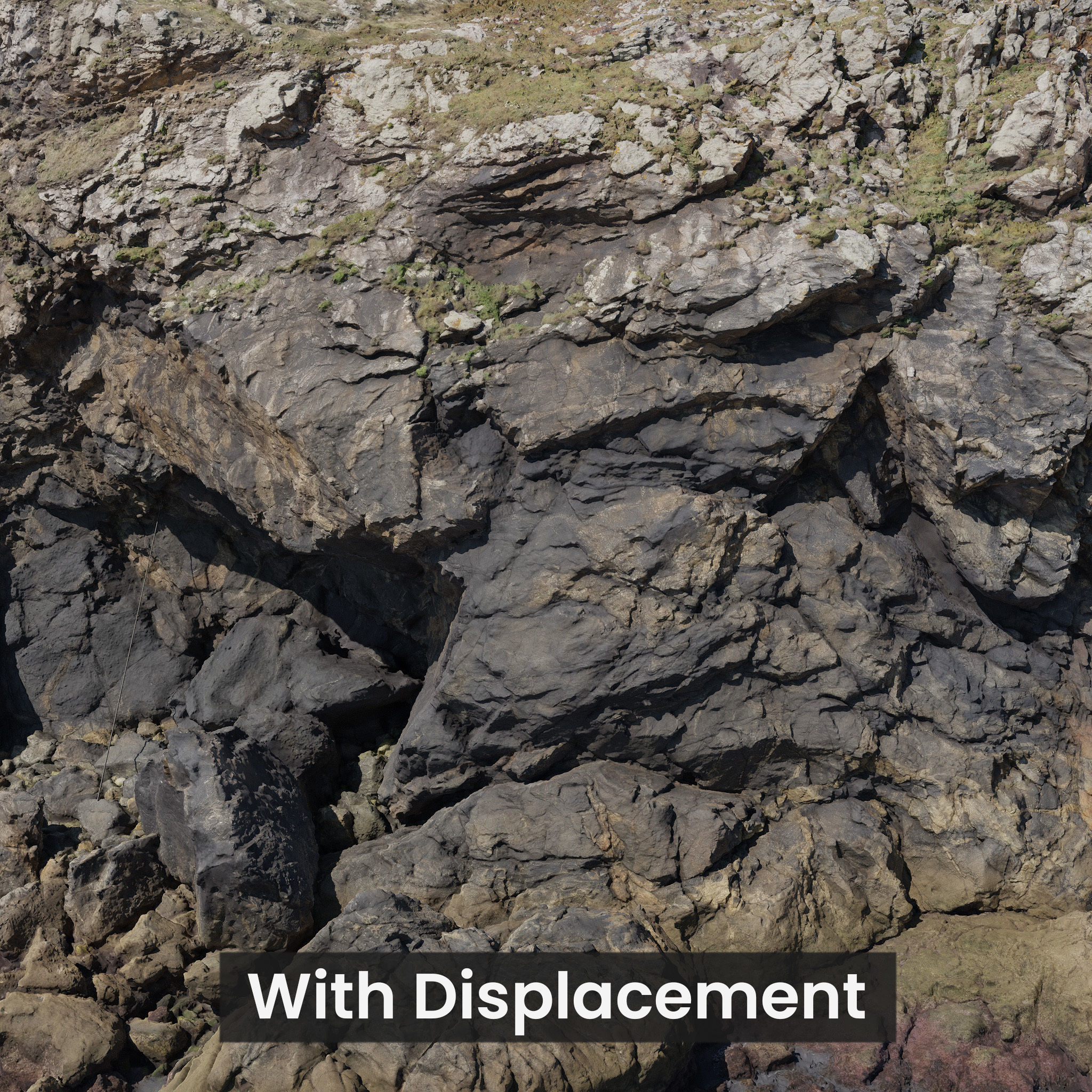 Large Coast Line Cliff PBR Scan 04 Low-poly 3D model_6