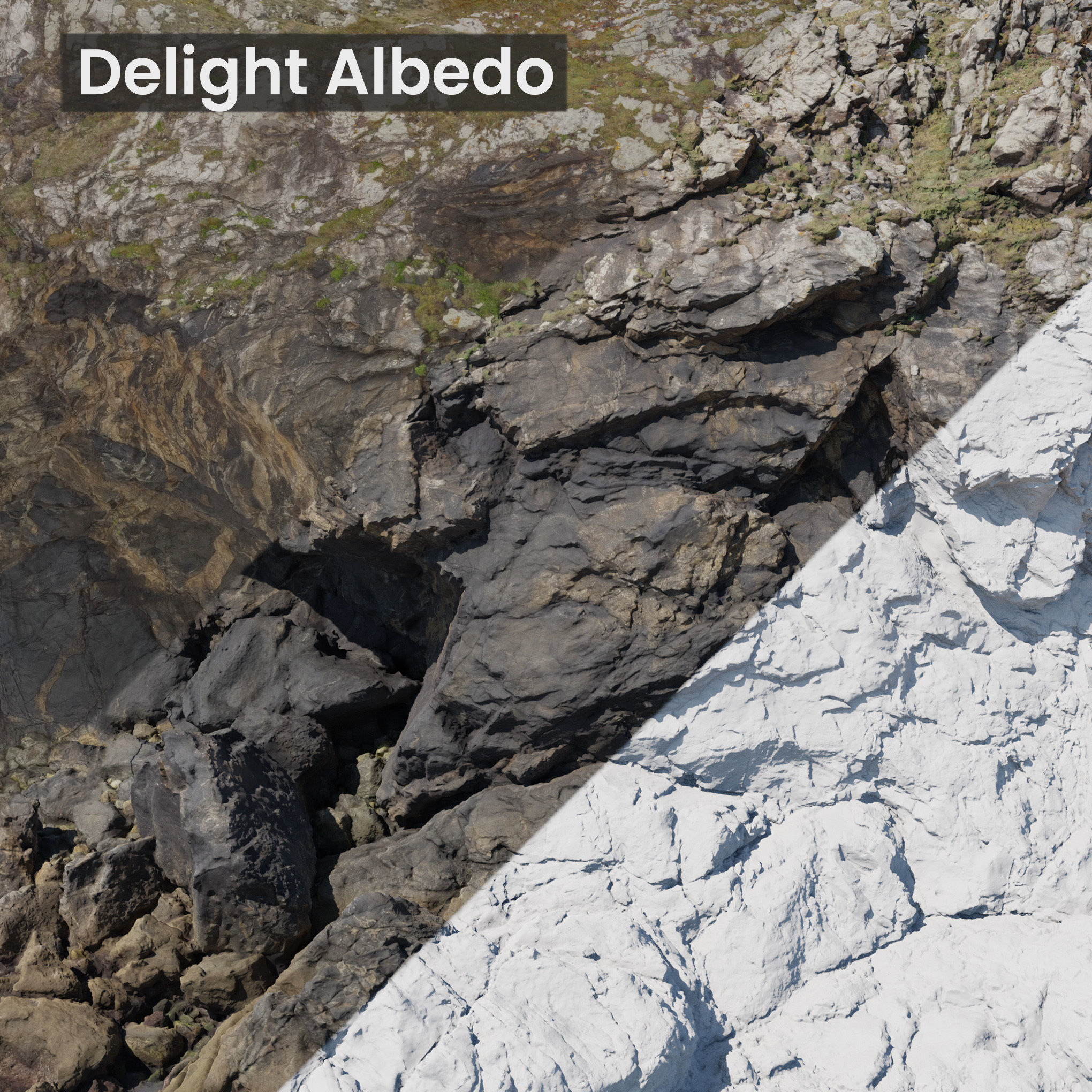 Large Coast Line Cliff PBR Scan 04 Low-poly 3D model_3
