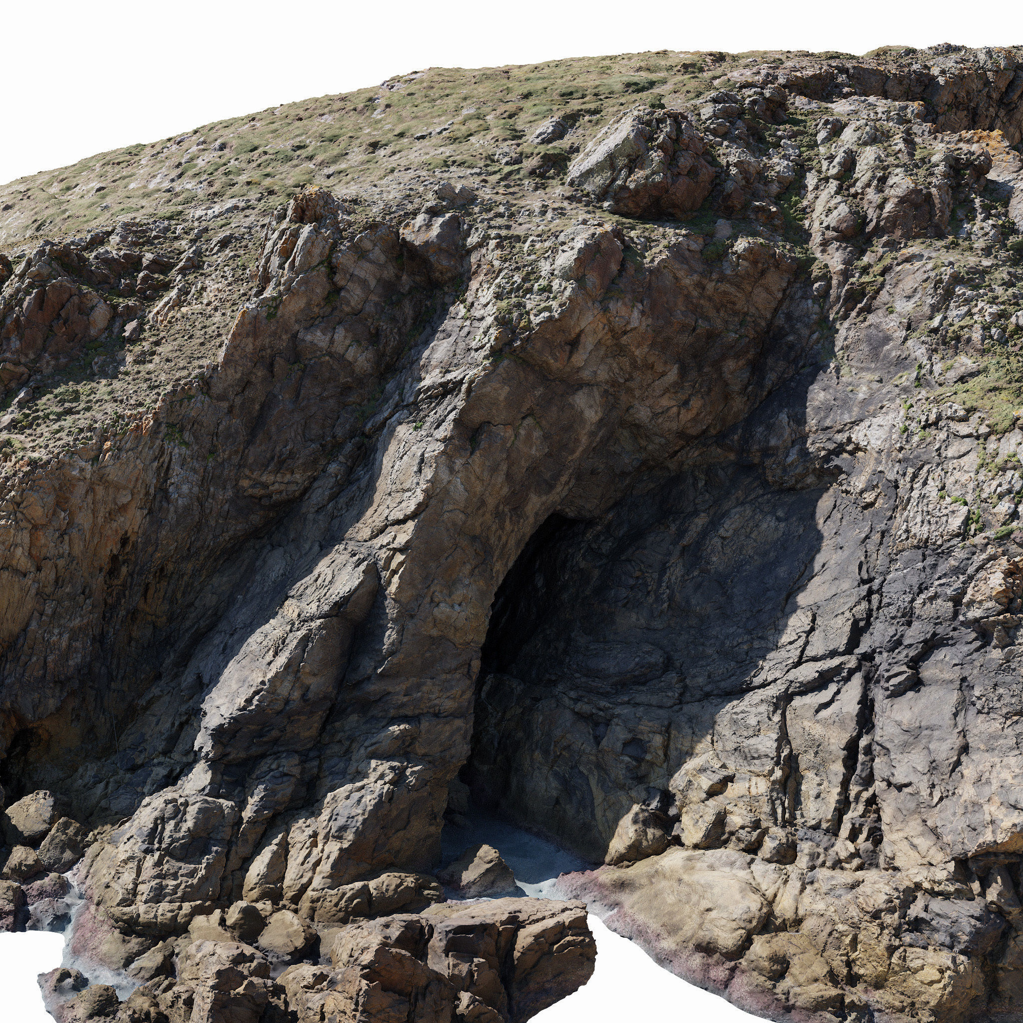 Large Coast Line Cliff PBR Scan 04 Low-poly 3D model_13