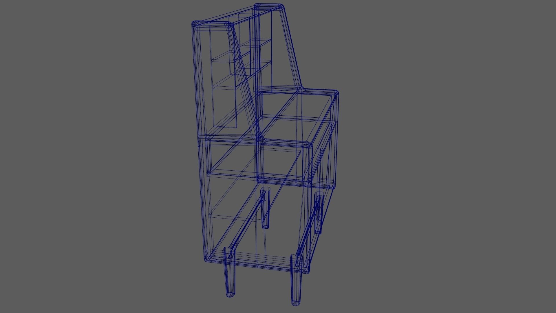 Mid-Century Writing Bureau Desk 1960s Low-poly 3D model_24