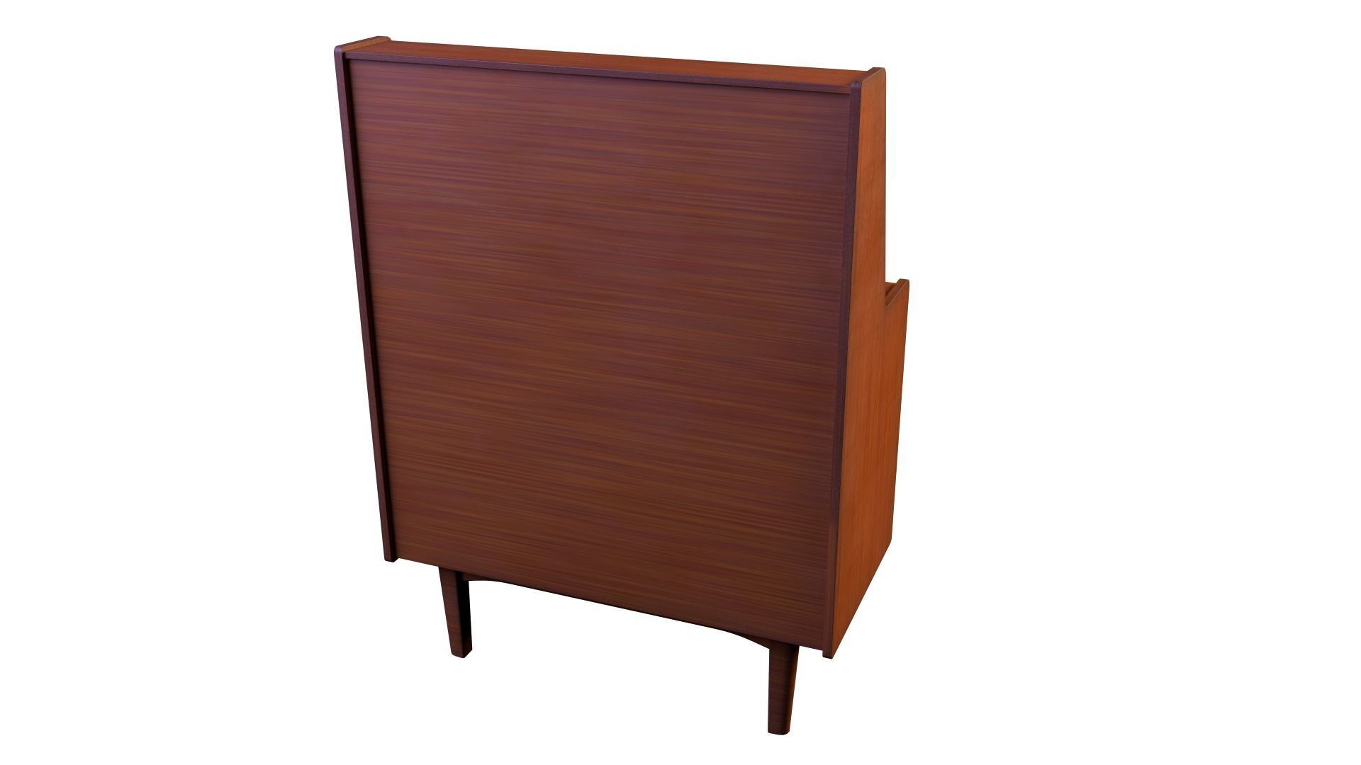 Mid-Century Writing Bureau Desk 1960s Low-poly 3D model_5