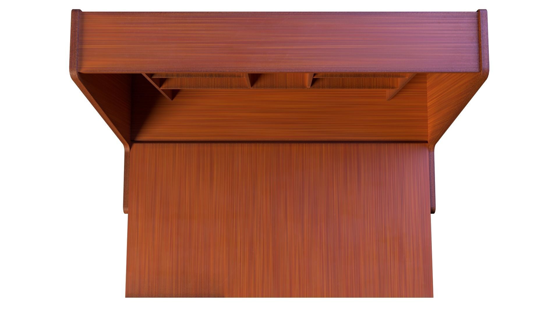 Mid-Century Writing Bureau Desk 1960s Low-poly 3D model_7