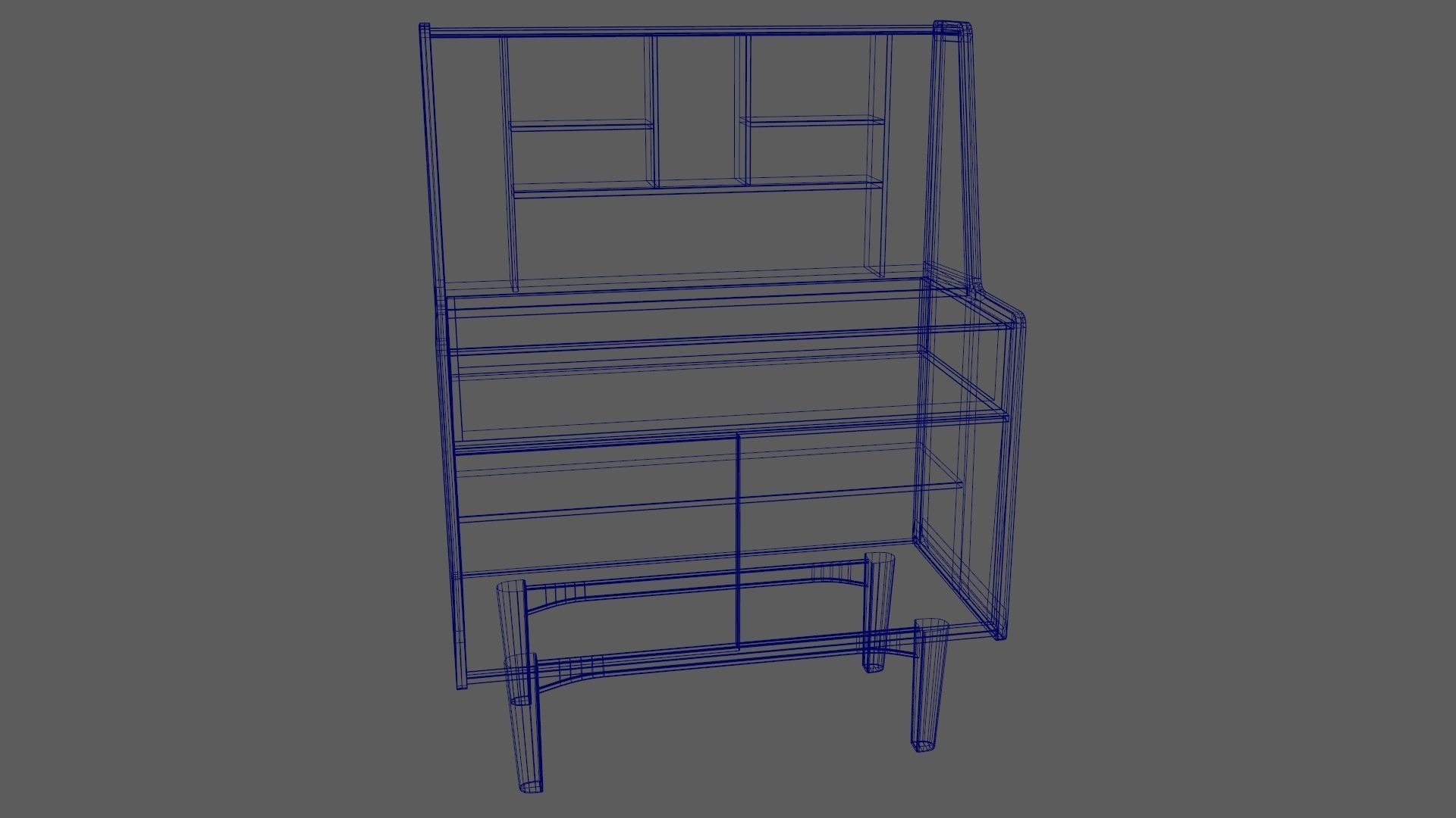 Mid-Century Writing Bureau Desk 1960s Low-poly 3D model_18