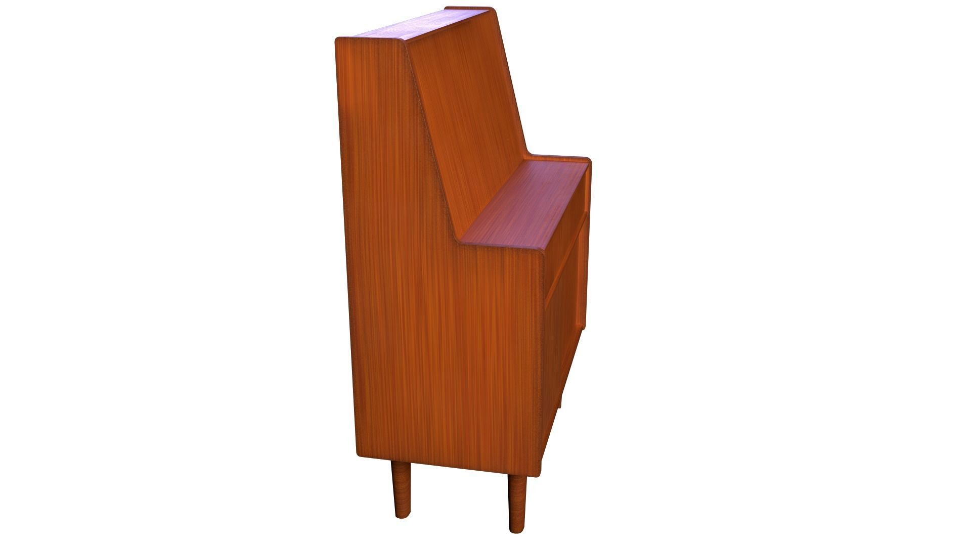 Mid-Century Writing Bureau Desk 1960s Low-poly 3D model_3