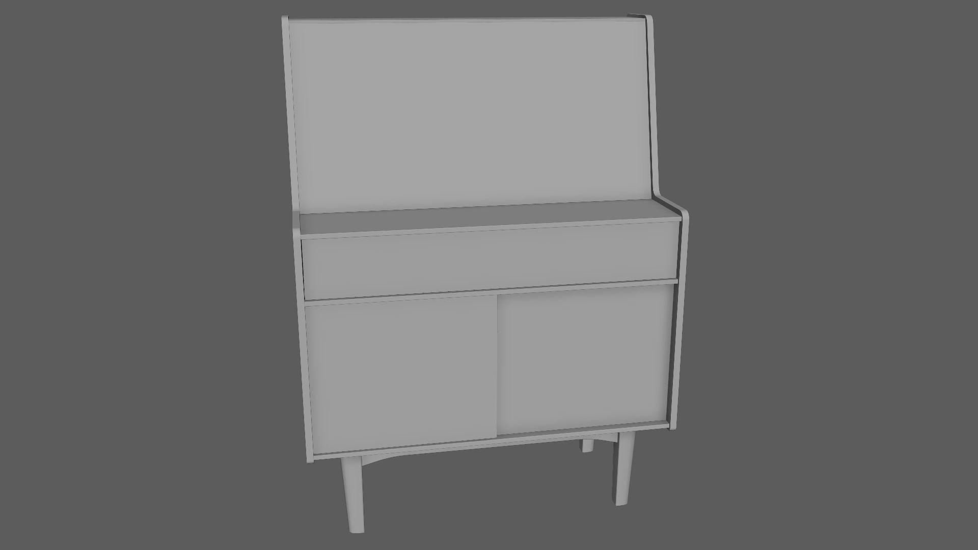 Mid-Century Writing Bureau Desk 1960s Low-poly 3D model_8