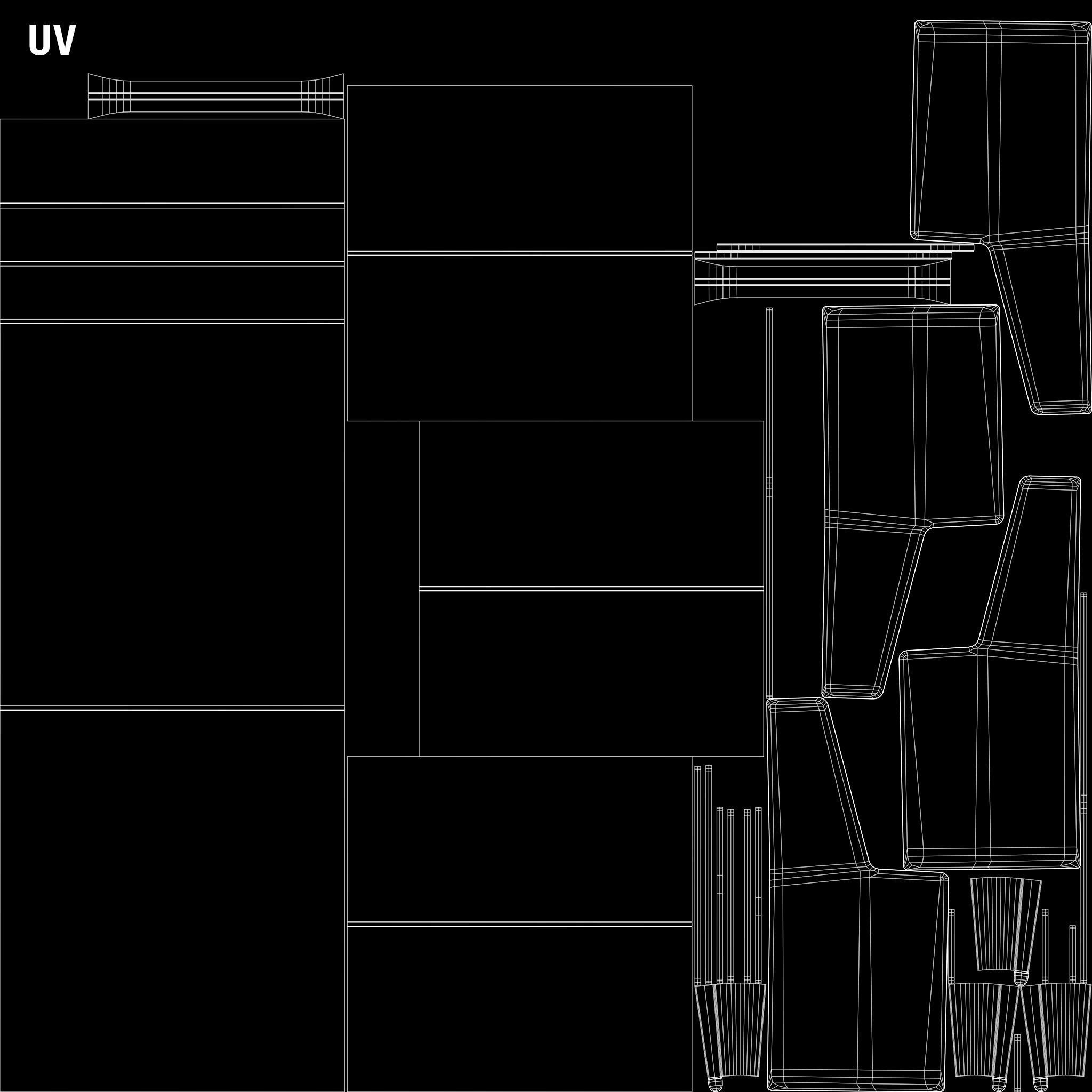 Mid-Century Writing Bureau Desk 1960s Low-poly 3D model_37