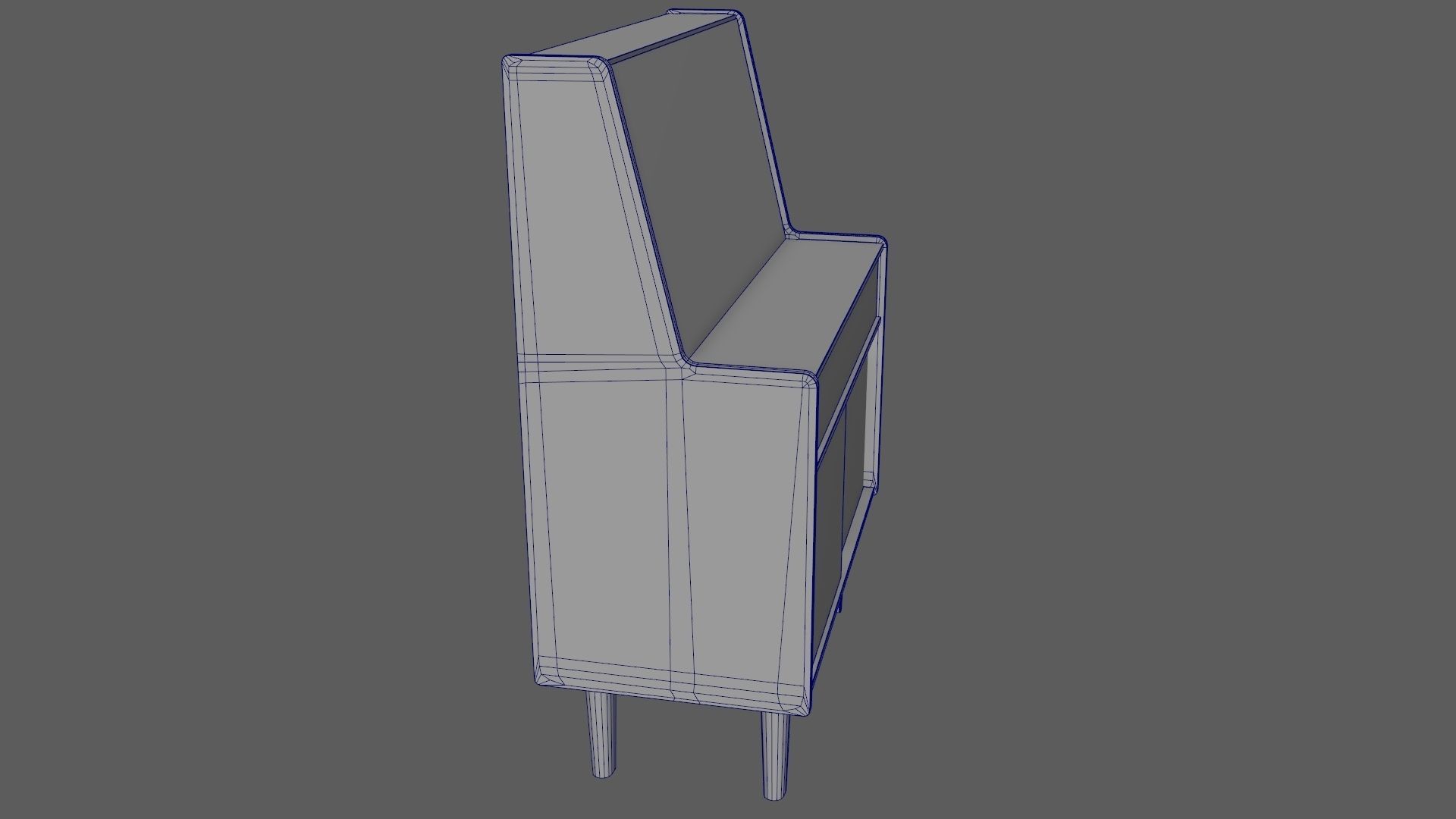 Mid-Century Writing Bureau Desk 1960s Low-poly 3D model_22