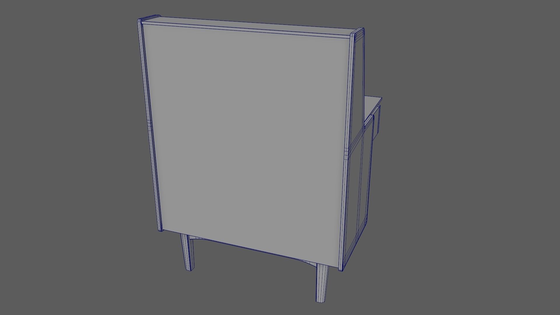 Mid-Century Writing Bureau Desk 1960s Low-poly 3D model_29