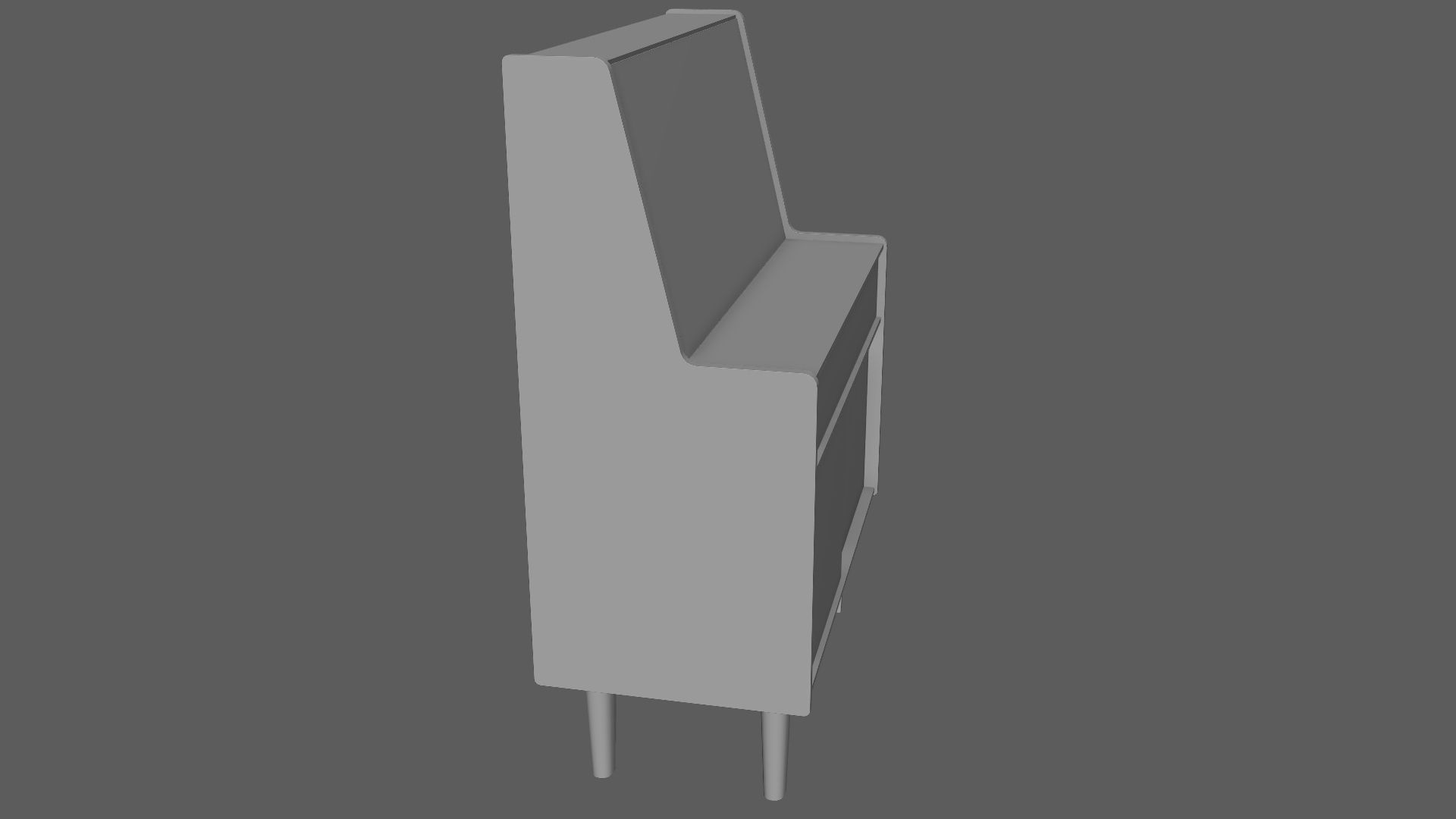 Mid-Century Writing Bureau Desk 1960s Low-poly 3D model_20