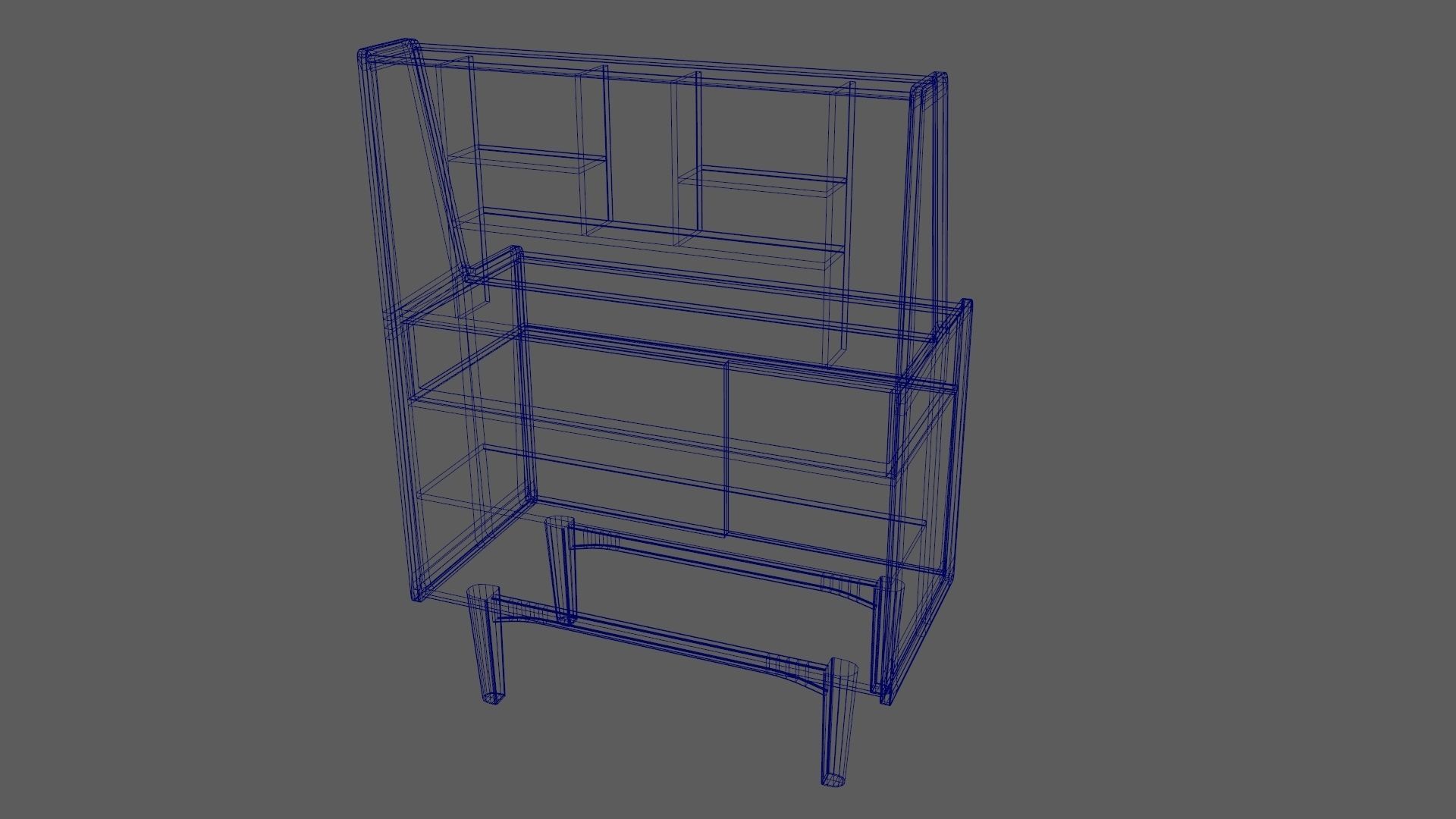 Mid-Century Writing Bureau Desk 1960s Low-poly 3D model_30