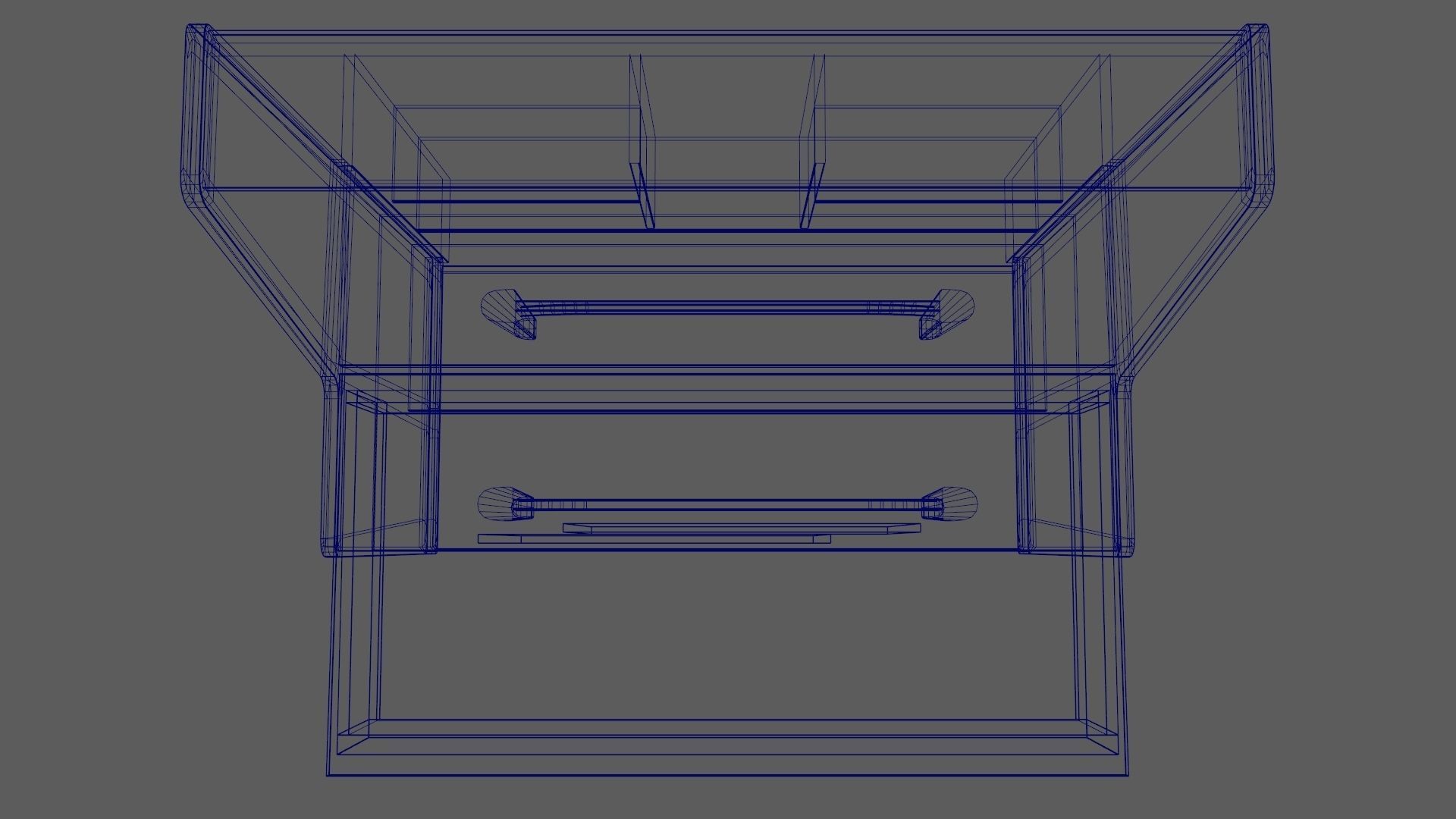 Mid-Century Writing Bureau Desk 1960s Low-poly 3D model_15