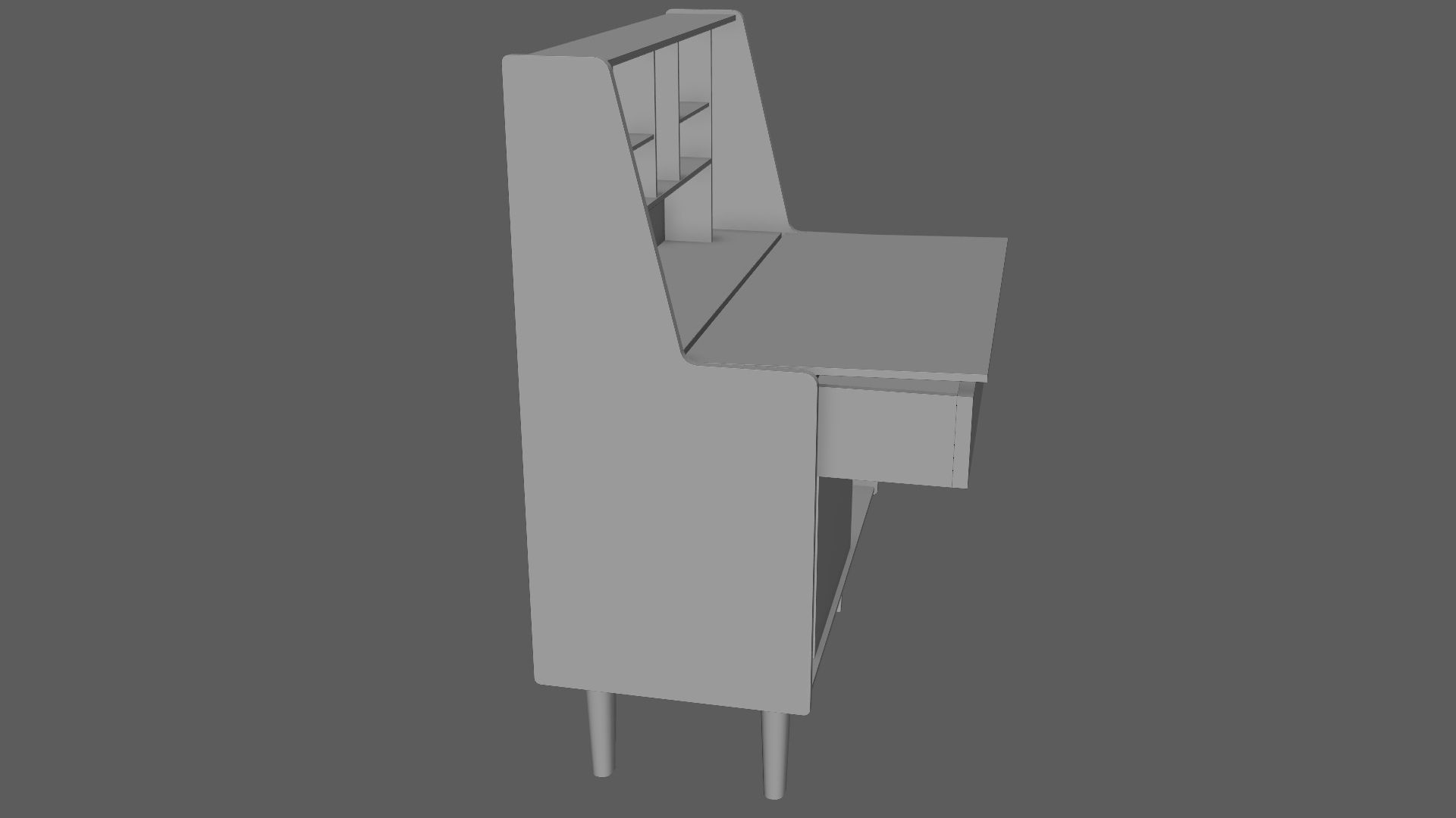 Mid-Century Writing Bureau Desk 1960s Low-poly 3D model_21