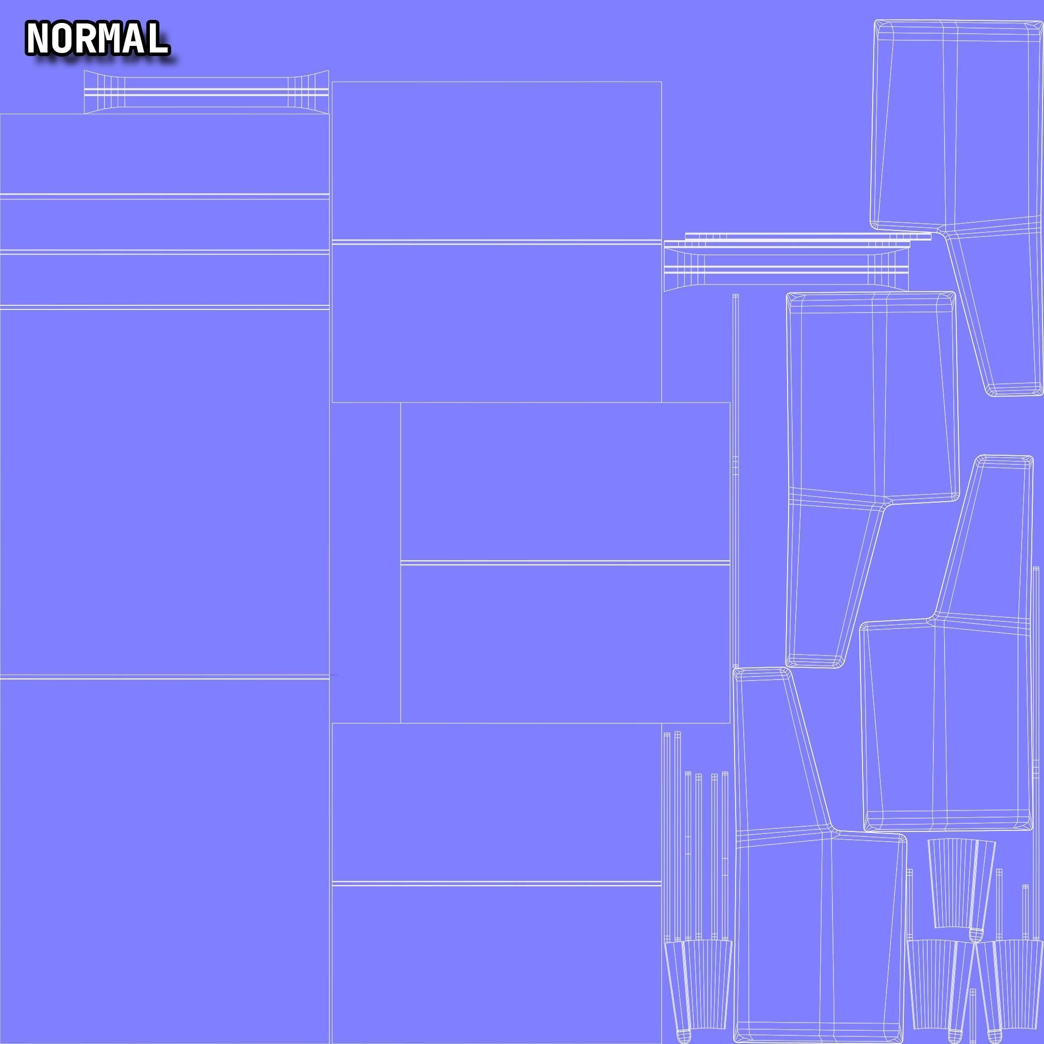 Mid-Century Writing Bureau Desk 1960s Low-poly 3D model_35