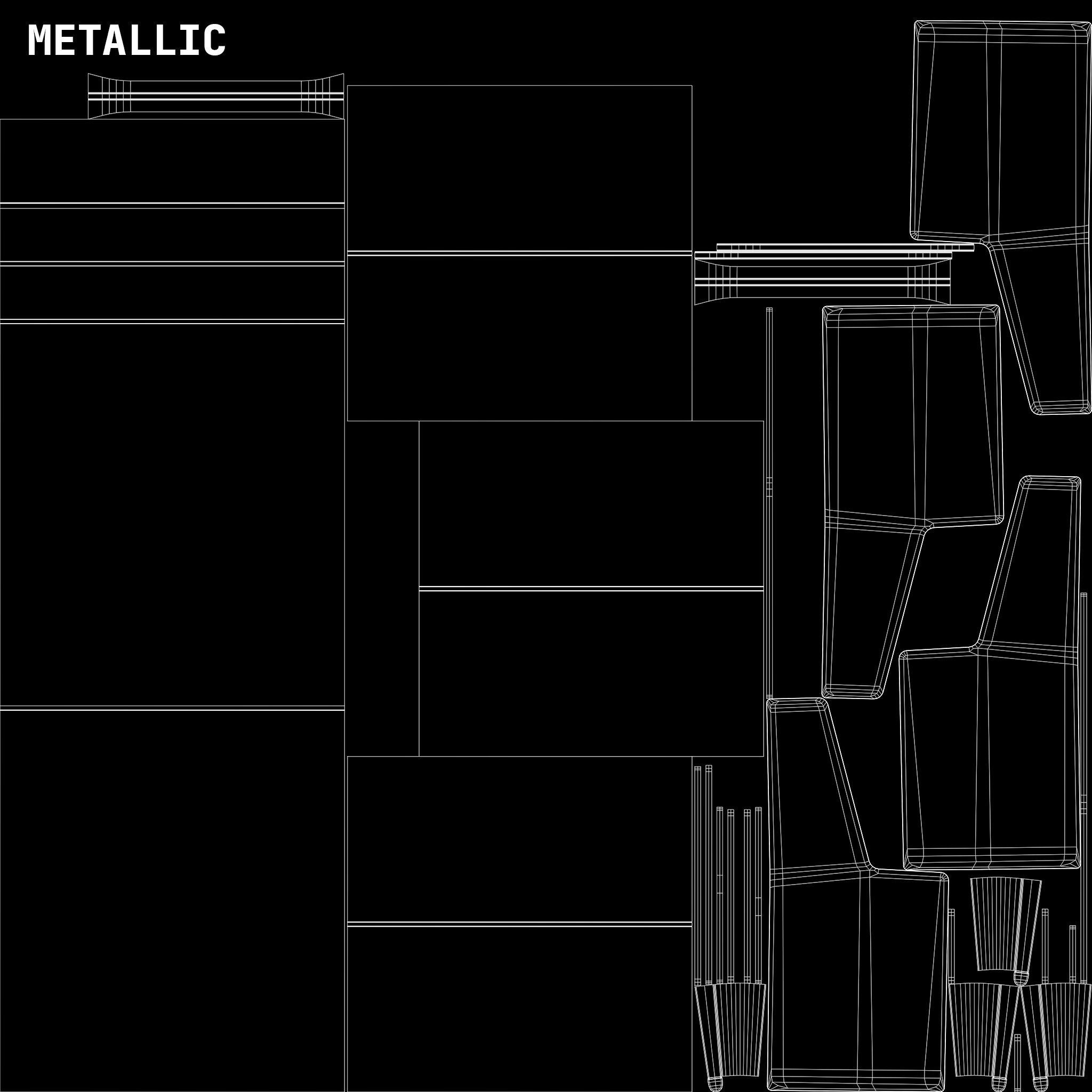 Mid-Century Writing Bureau Desk 1960s Low-poly 3D model_34