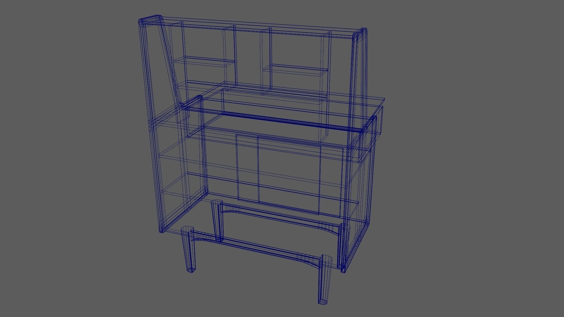 Mid-Century Writing Bureau Desk 1960s Low-poly 3D model_31