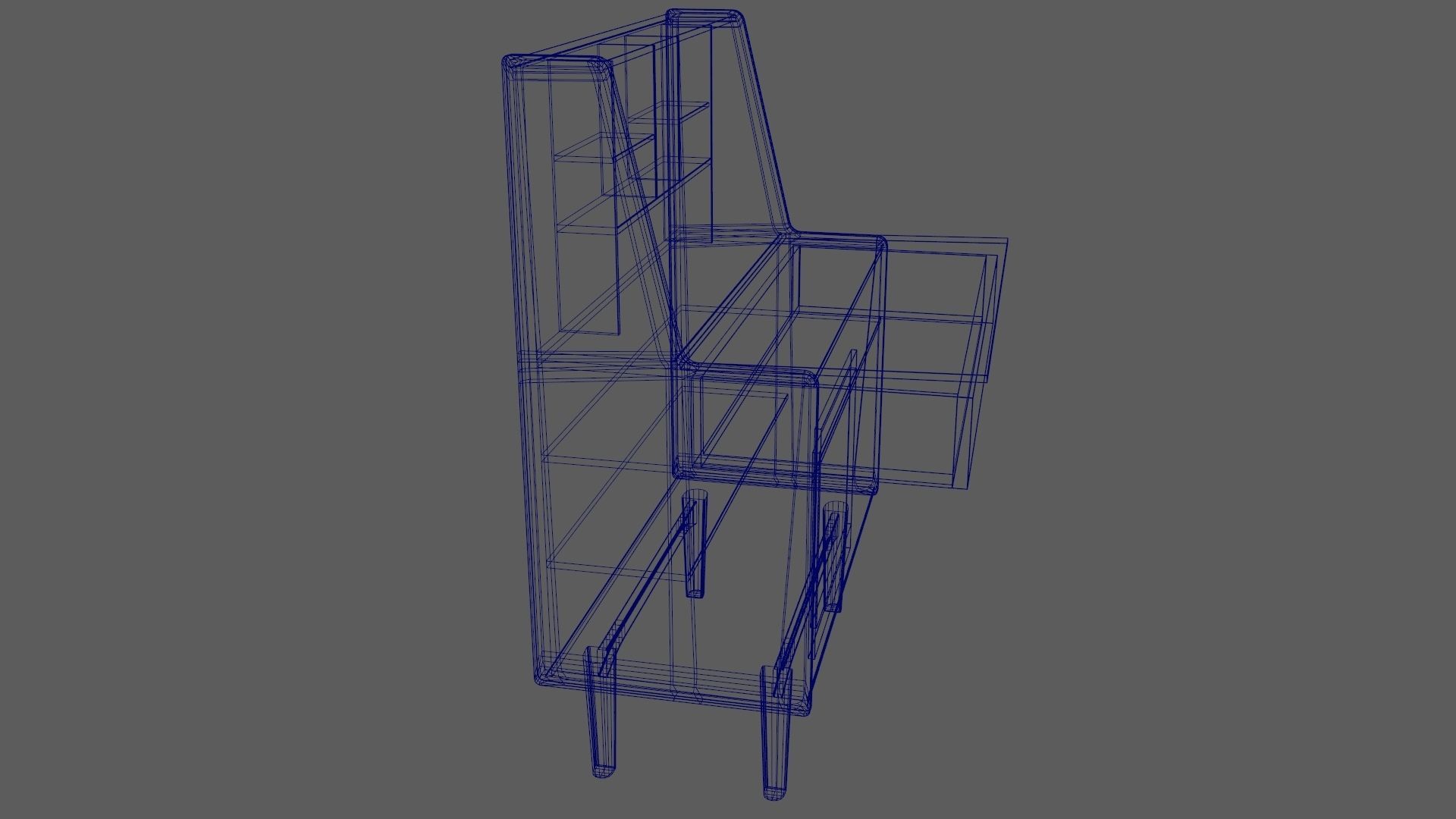 Mid-Century Writing Bureau Desk 1960s Low-poly 3D model_25