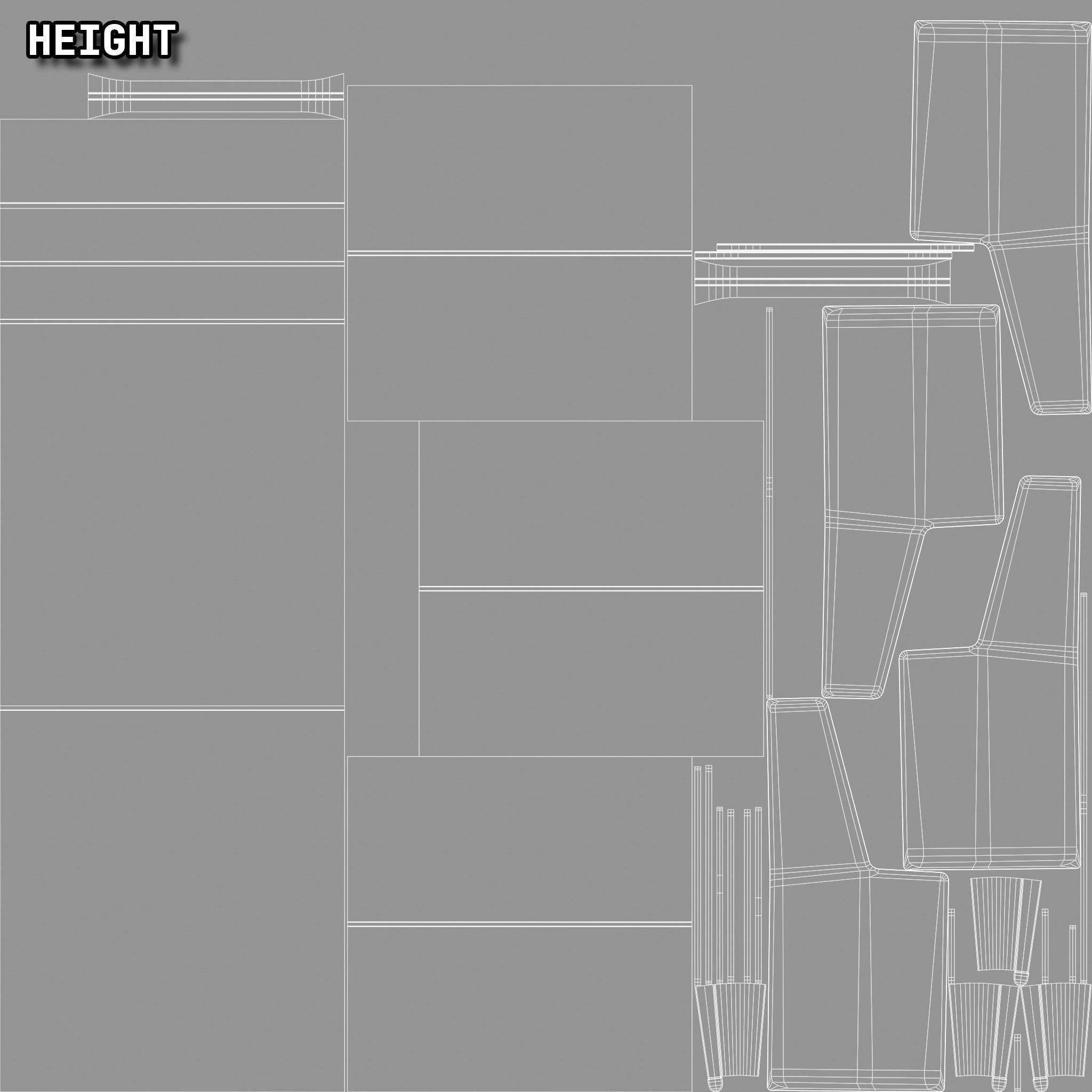 Mid-Century Writing Bureau Desk 1960s Low-poly 3D model_33