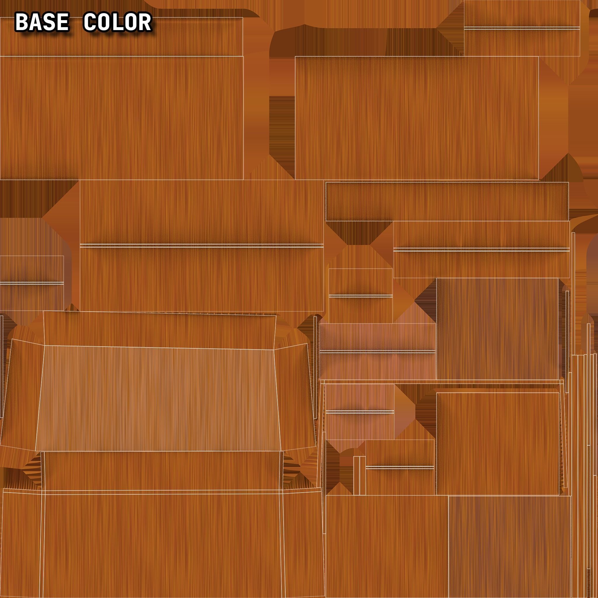 Mid-Century Writing Bureau Desk 1960s Low-poly 3D model_38