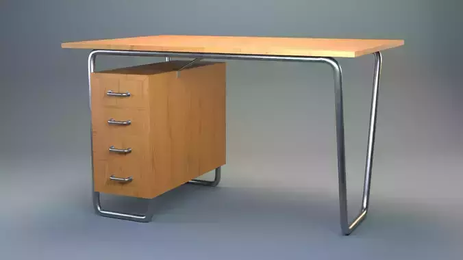 Czech Bauhaus Tubular Writing Desk by Rudolf Vichr 1940s Low-poly 3D model