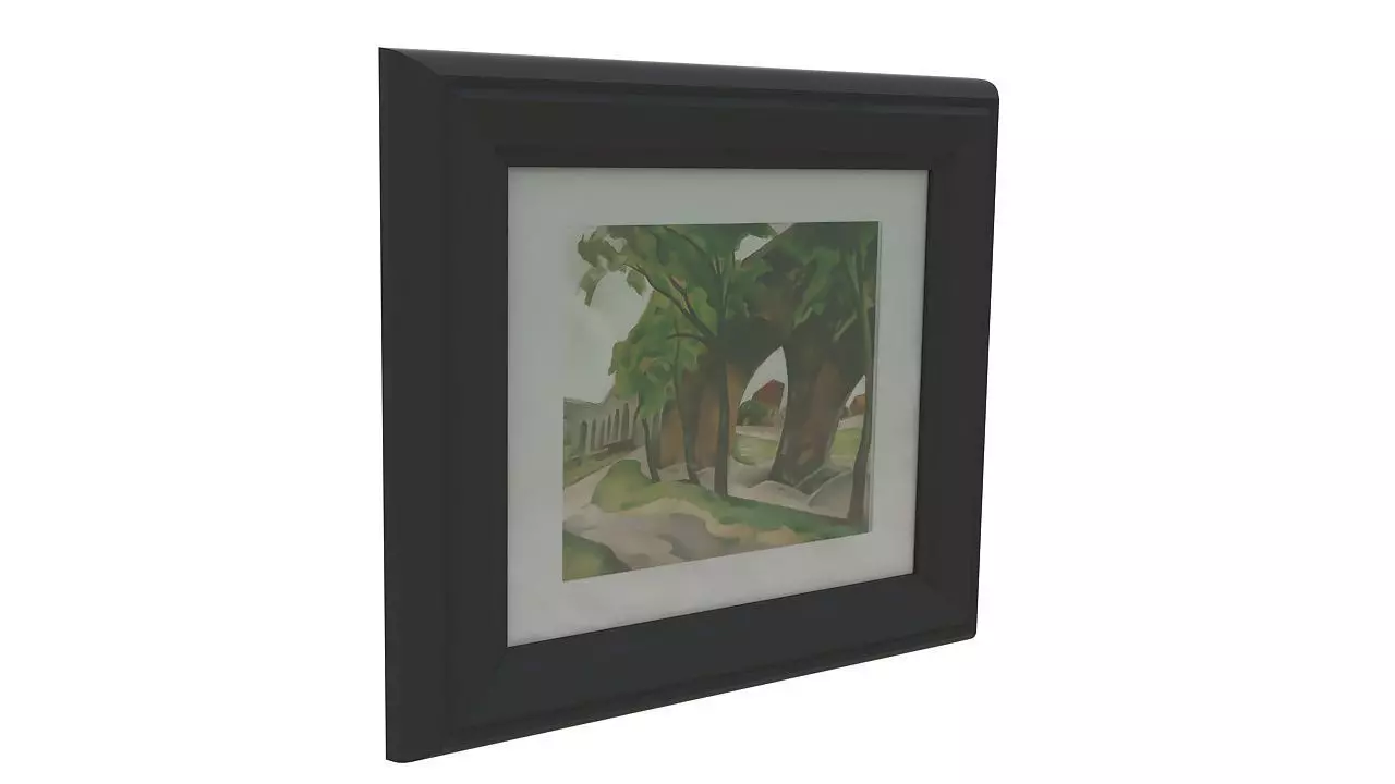 Painting 2 of tree in frame 3D model_0