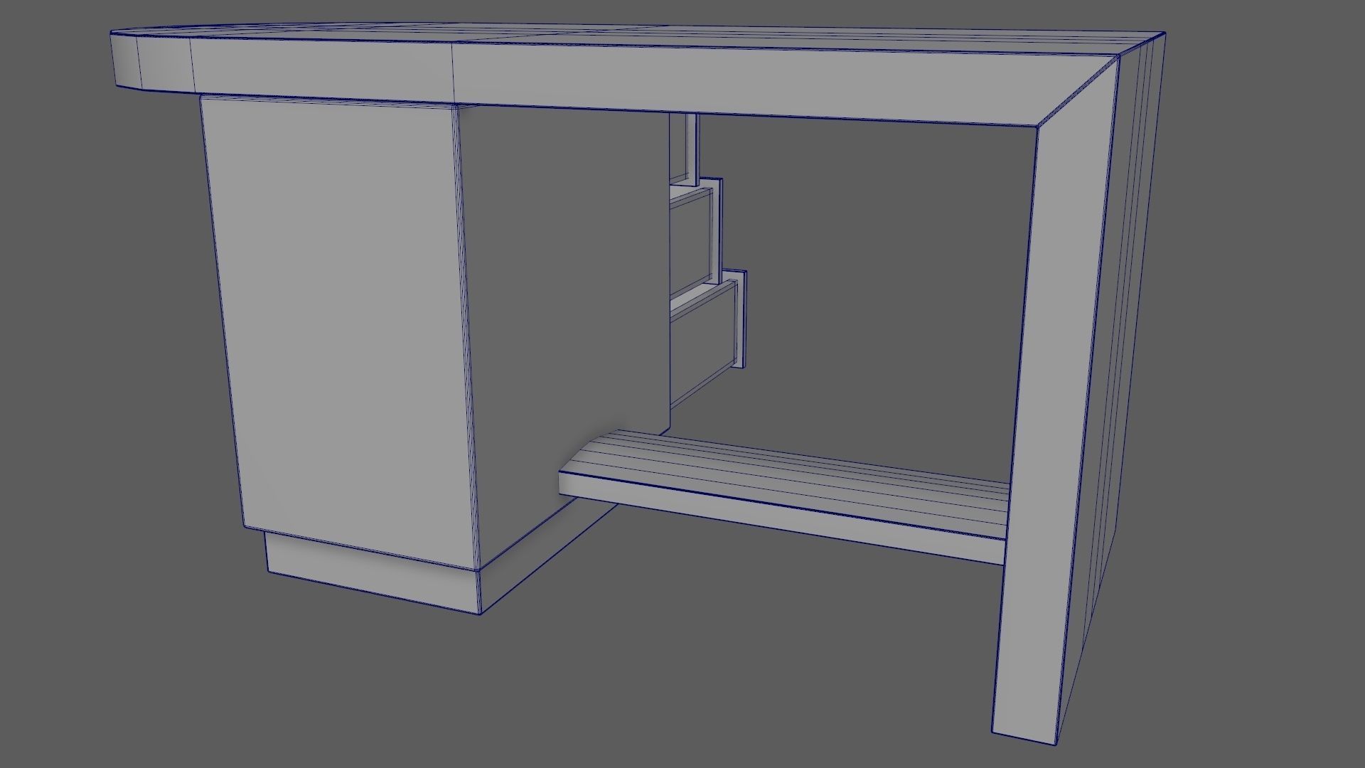 Art Deco Coromandel and Walnut Desk 1930s Low-poly 3D model_30