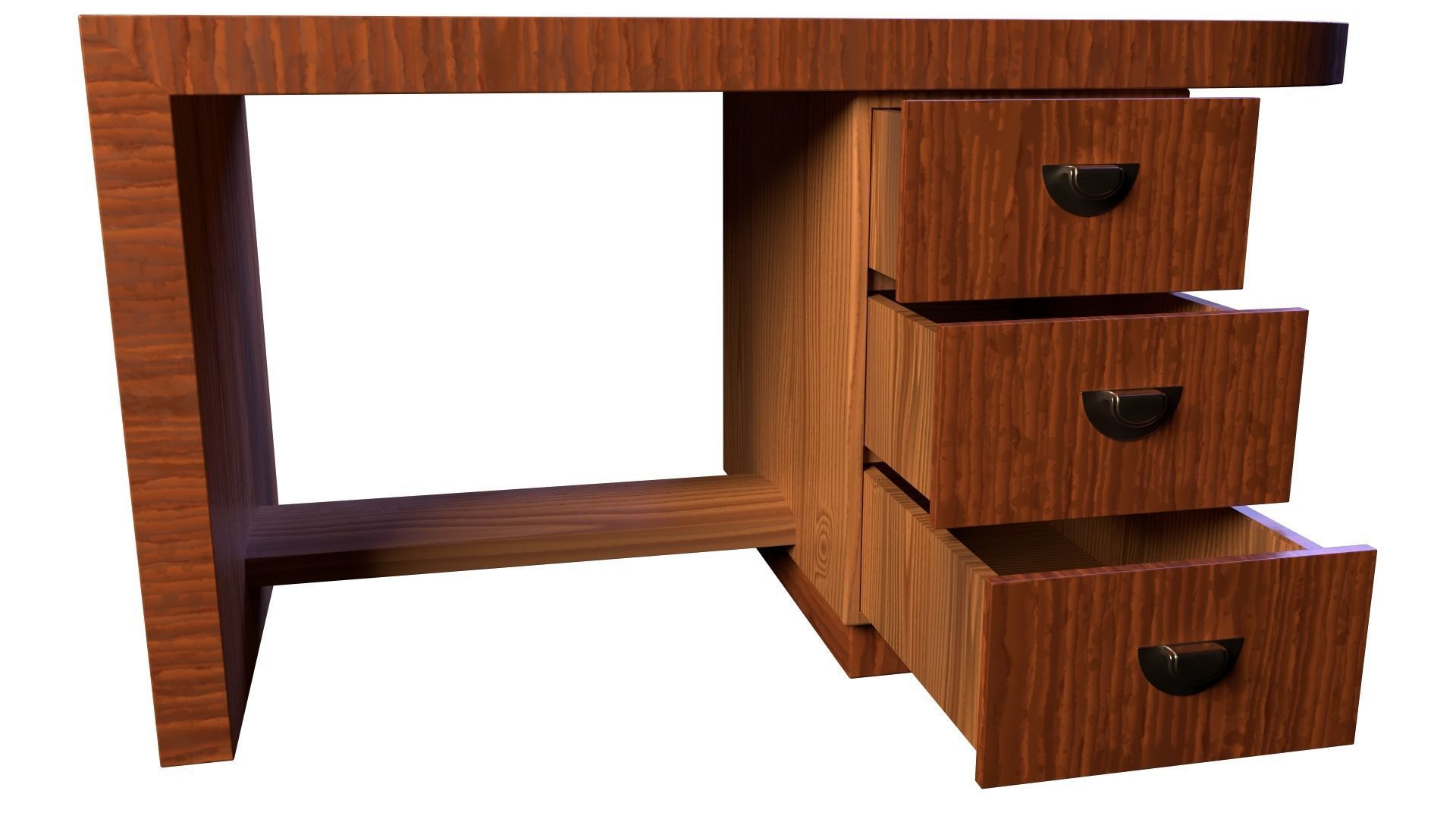 Art Deco Coromandel and Walnut Desk 1930s Low-poly 3D model_2