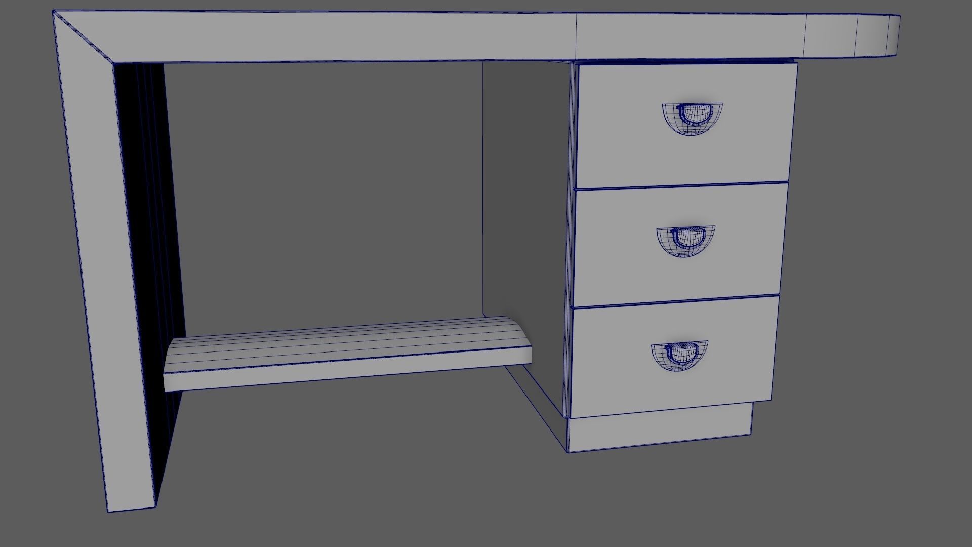 Art Deco Coromandel and Walnut Desk 1930s Low-poly 3D model_17