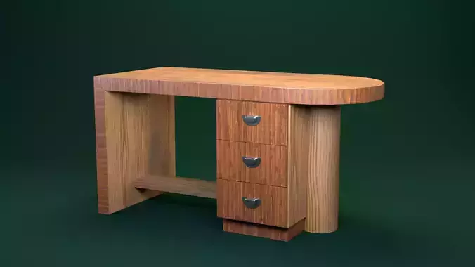 Art Deco Coromandel and Walnut Desk 1930s Low-poly 3D model