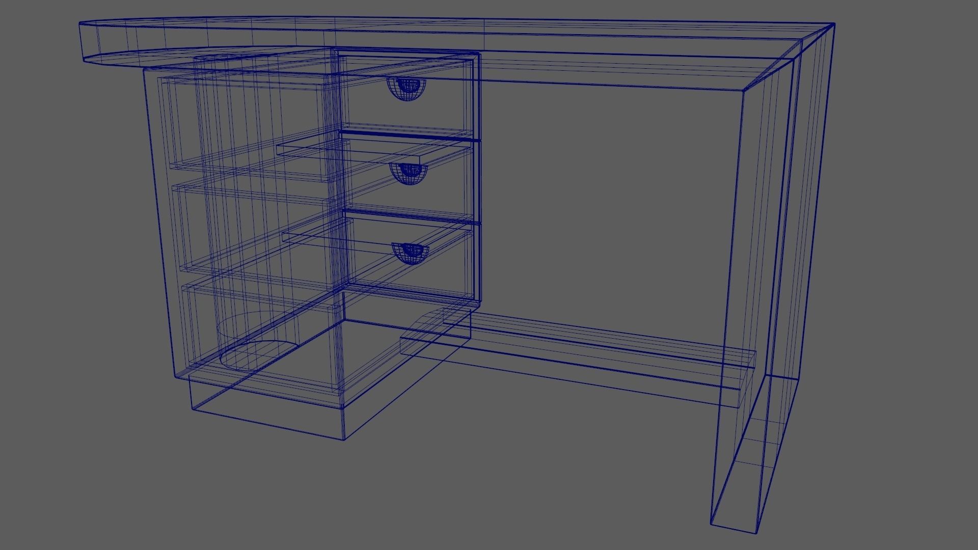 Art Deco Coromandel and Walnut Desk 1930s Low-poly 3D model_31