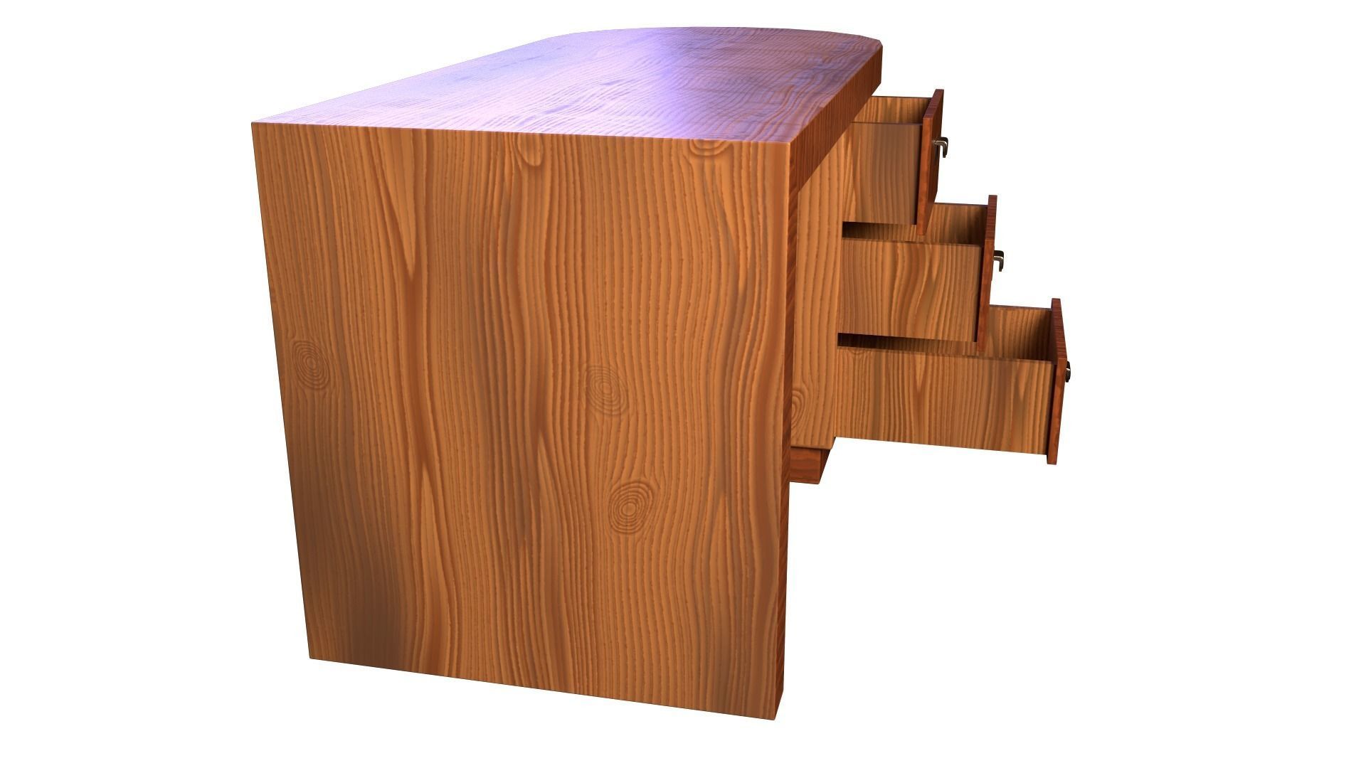 Art Deco Coromandel and Walnut Desk 1930s Low-poly 3D model_4