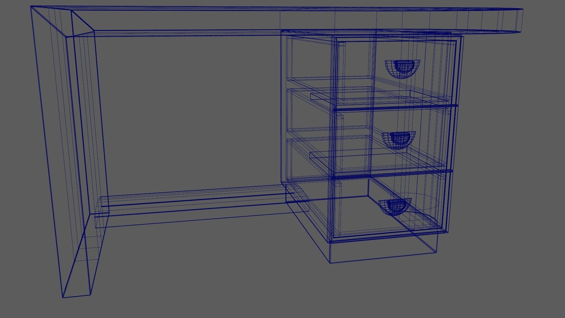 Art Deco Coromandel and Walnut Desk 1930s Low-poly 3D model_19