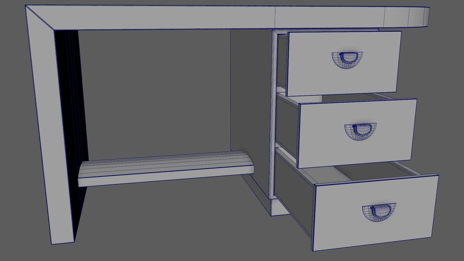 Art Deco Coromandel and Walnut Desk 1930s Low-poly 3D model_18