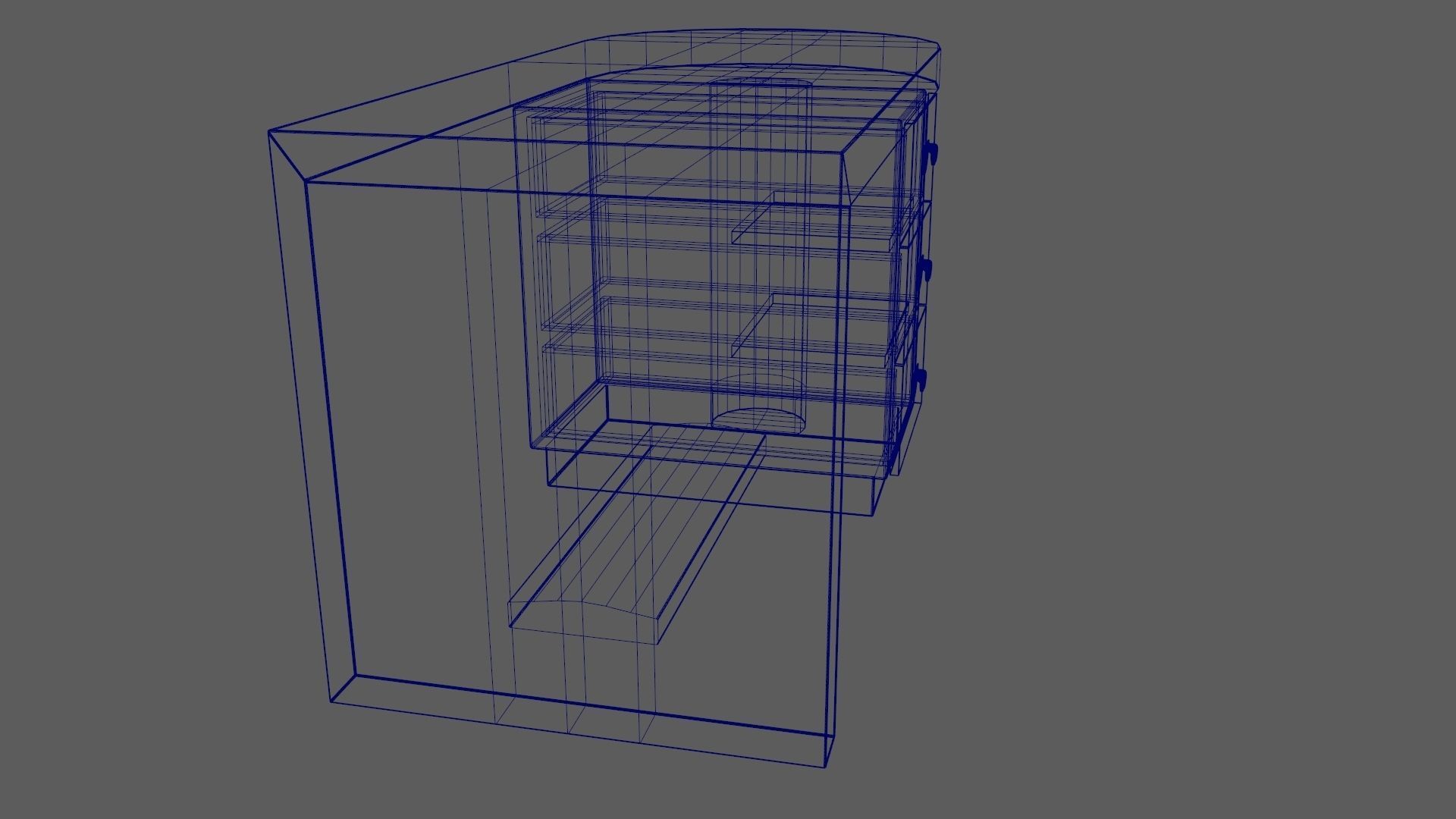 Art Deco Coromandel and Walnut Desk 1930s Low-poly 3D model_25